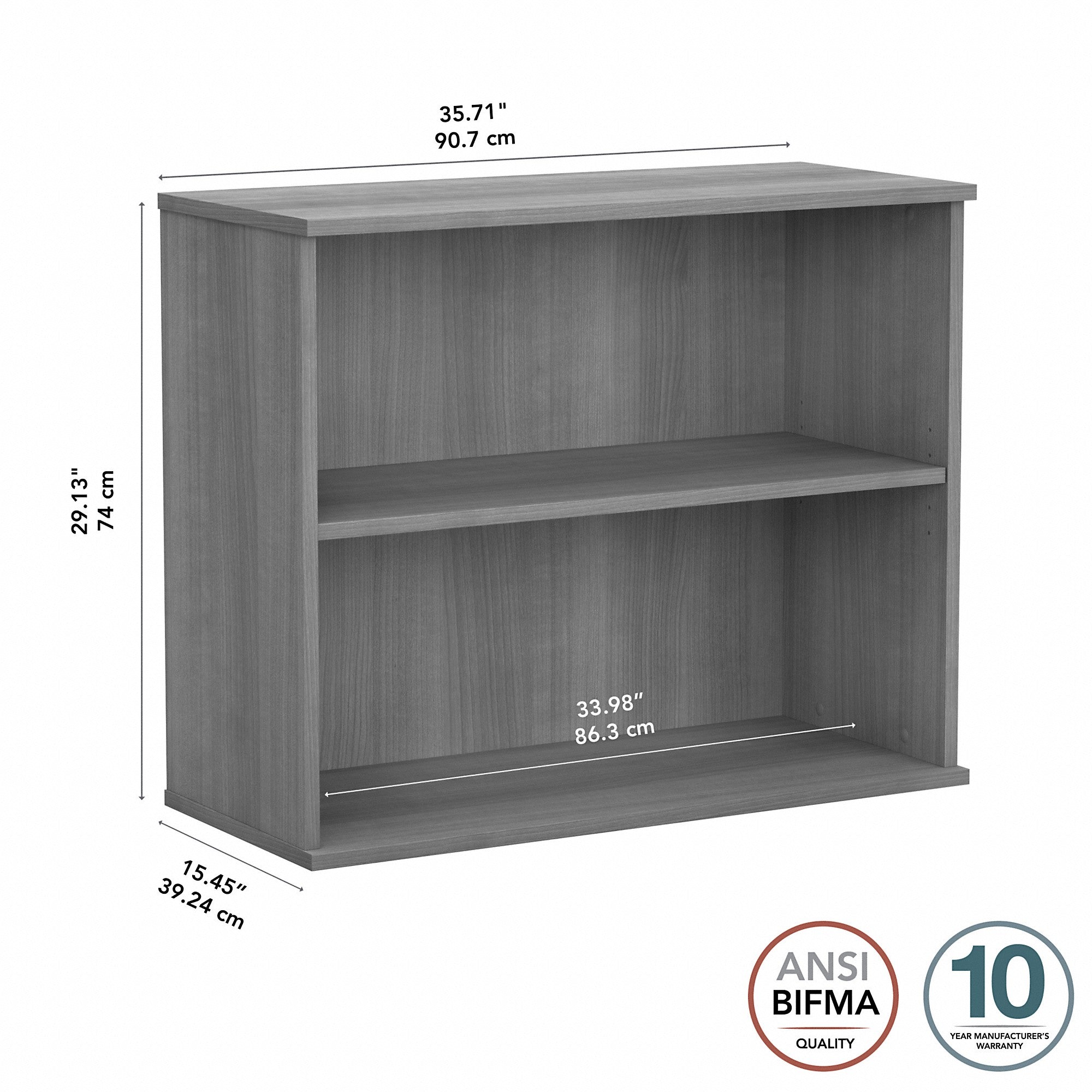 Bush Business Furniture Small 2 Shelf Bookcase