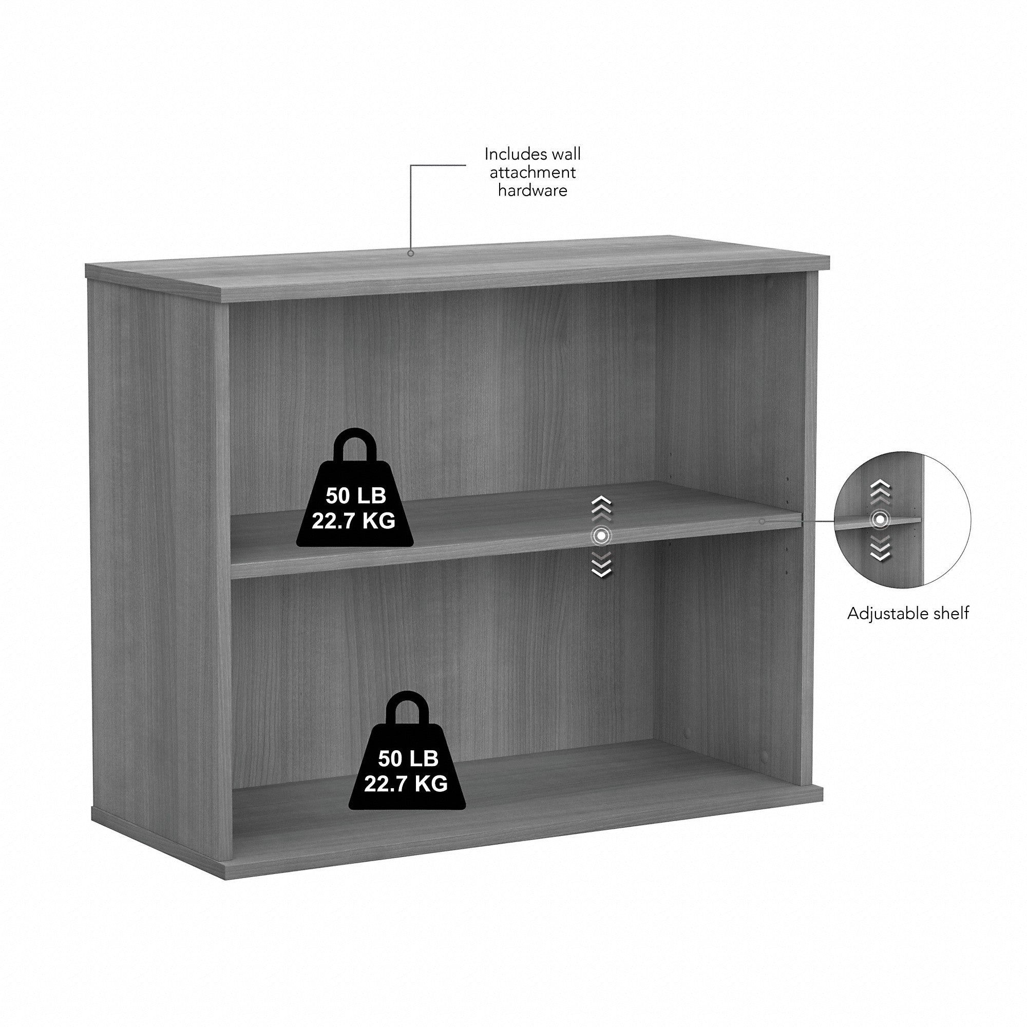 Bush Business Furniture Small 2 Shelf Bookcase