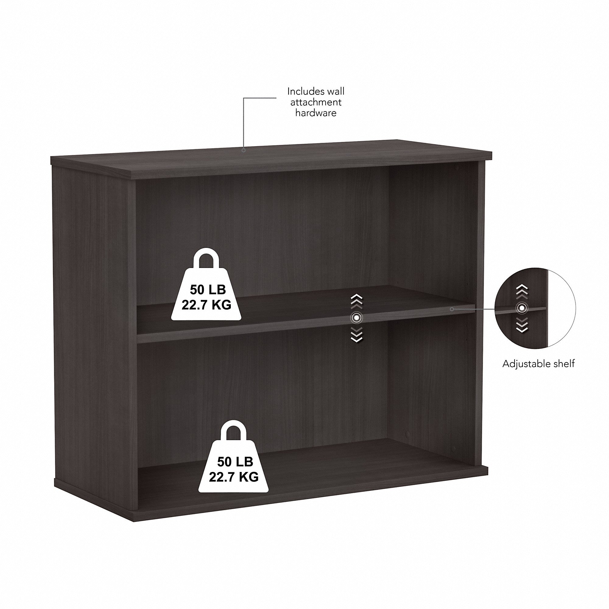 Bush Business Furniture Small 2 Shelf Bookcase