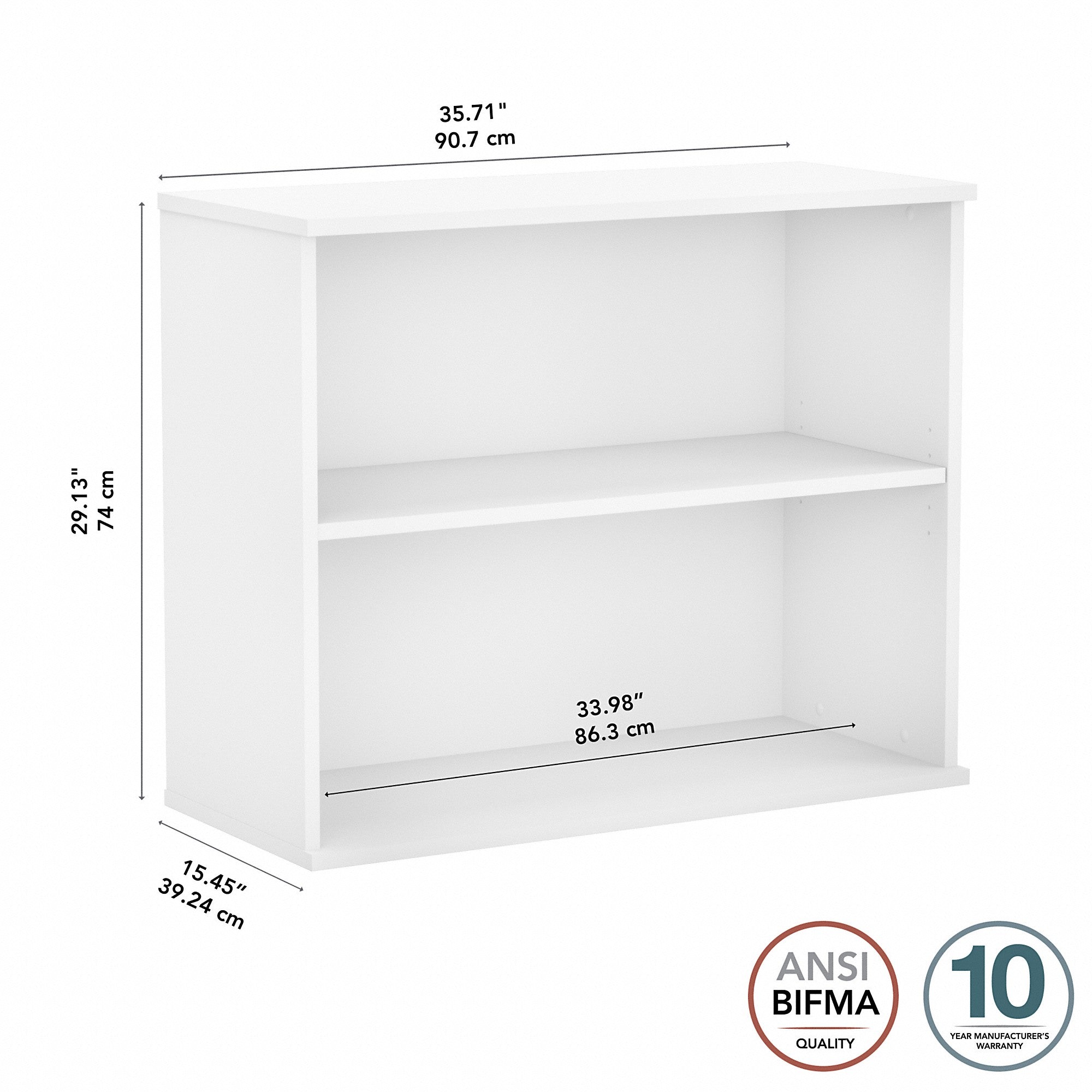 Bush Business Furniture Small 2 Shelf Bookcase