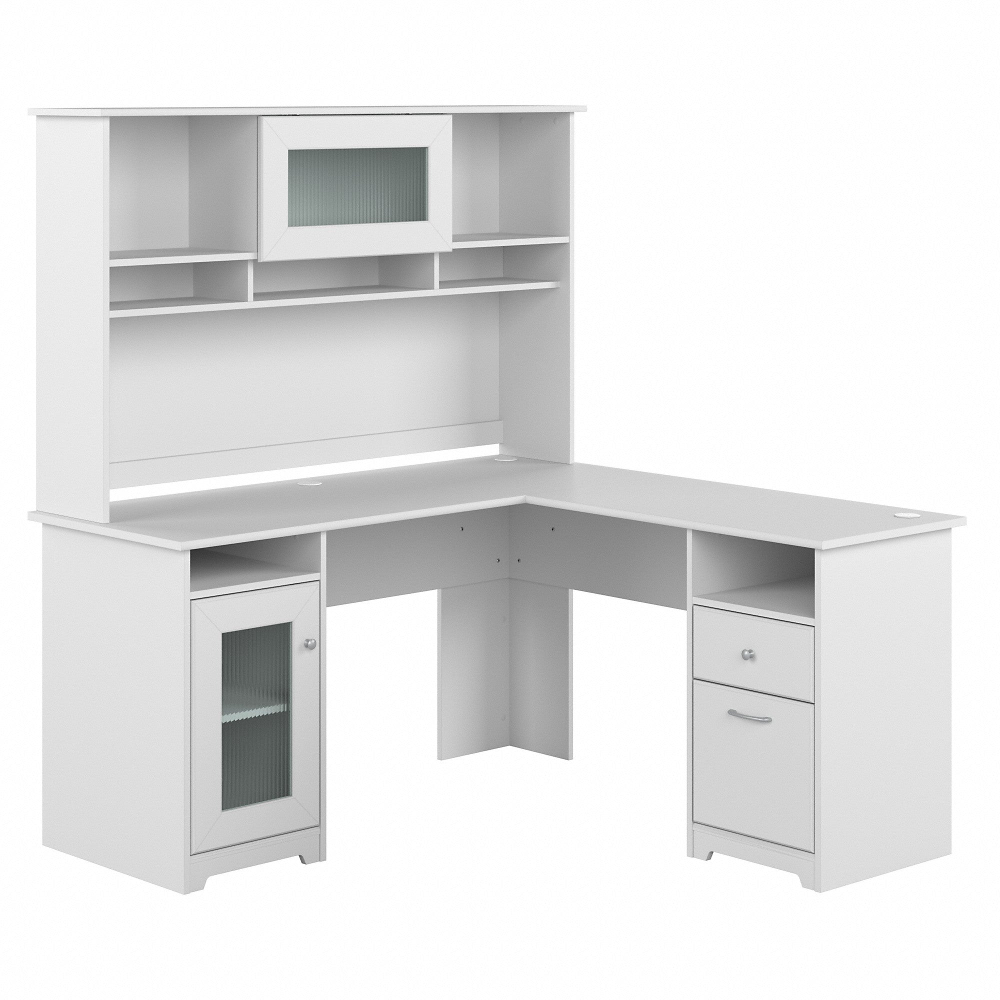 Bush Furniture Cabot 60W L Shaped Computer Desk with Hutch and Storage