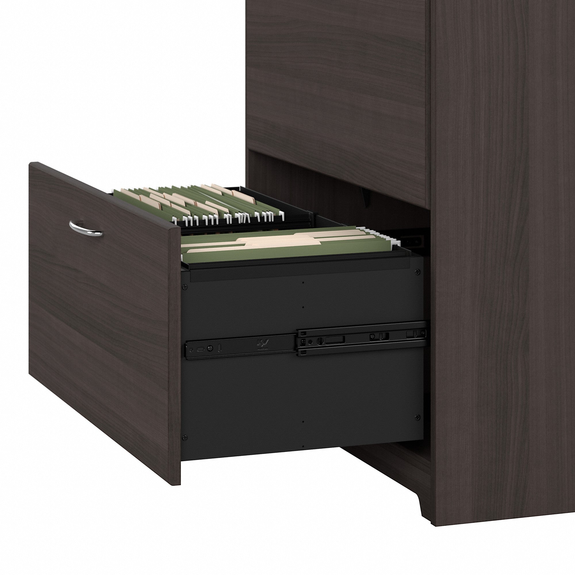 Bush Furniture Cabot 60W L Shaped Computer Desk with Hutch and Lateral File Cabinet