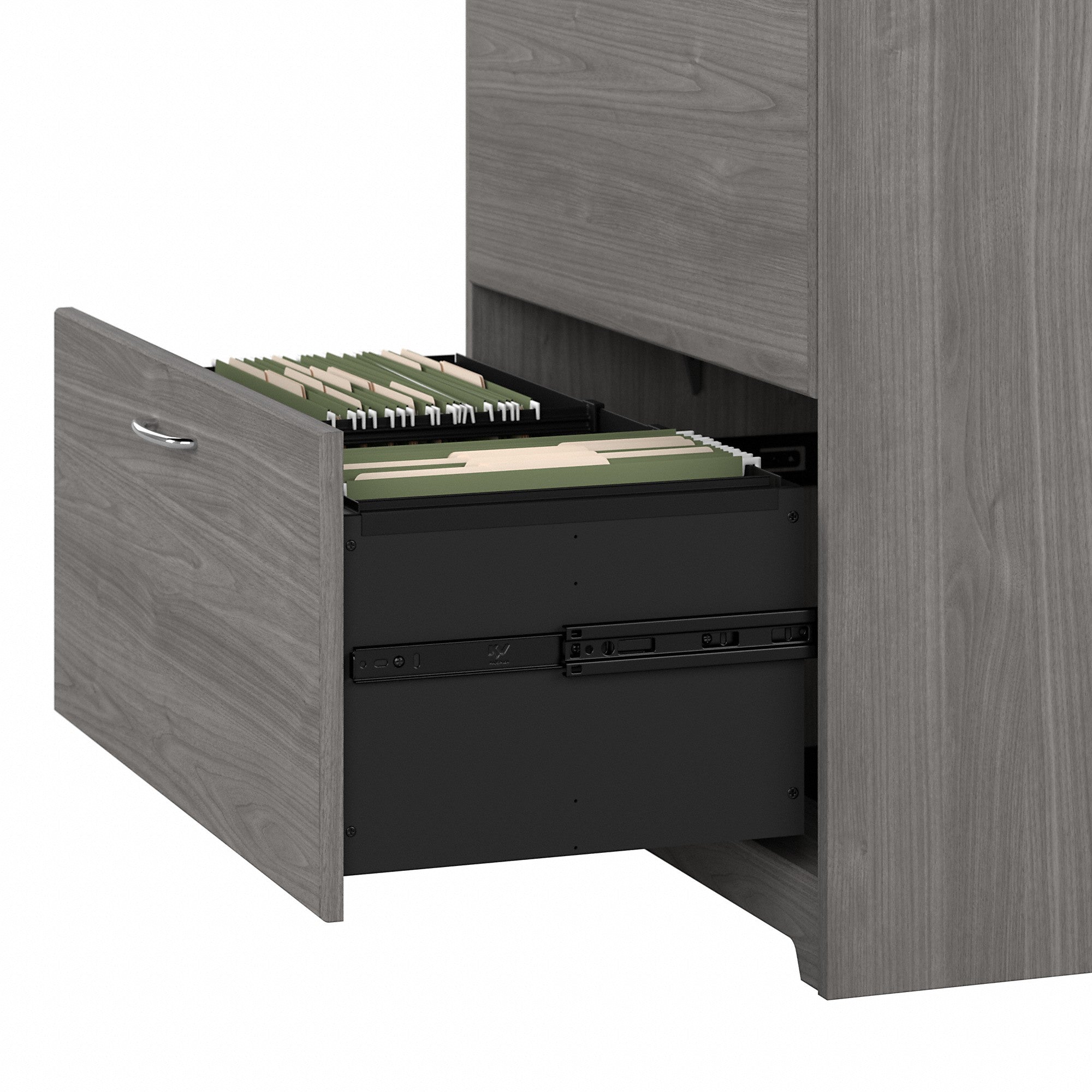 Bush Furniture Cabot 60W L Shaped Computer Desk with Hutch and Lateral File Cabinet