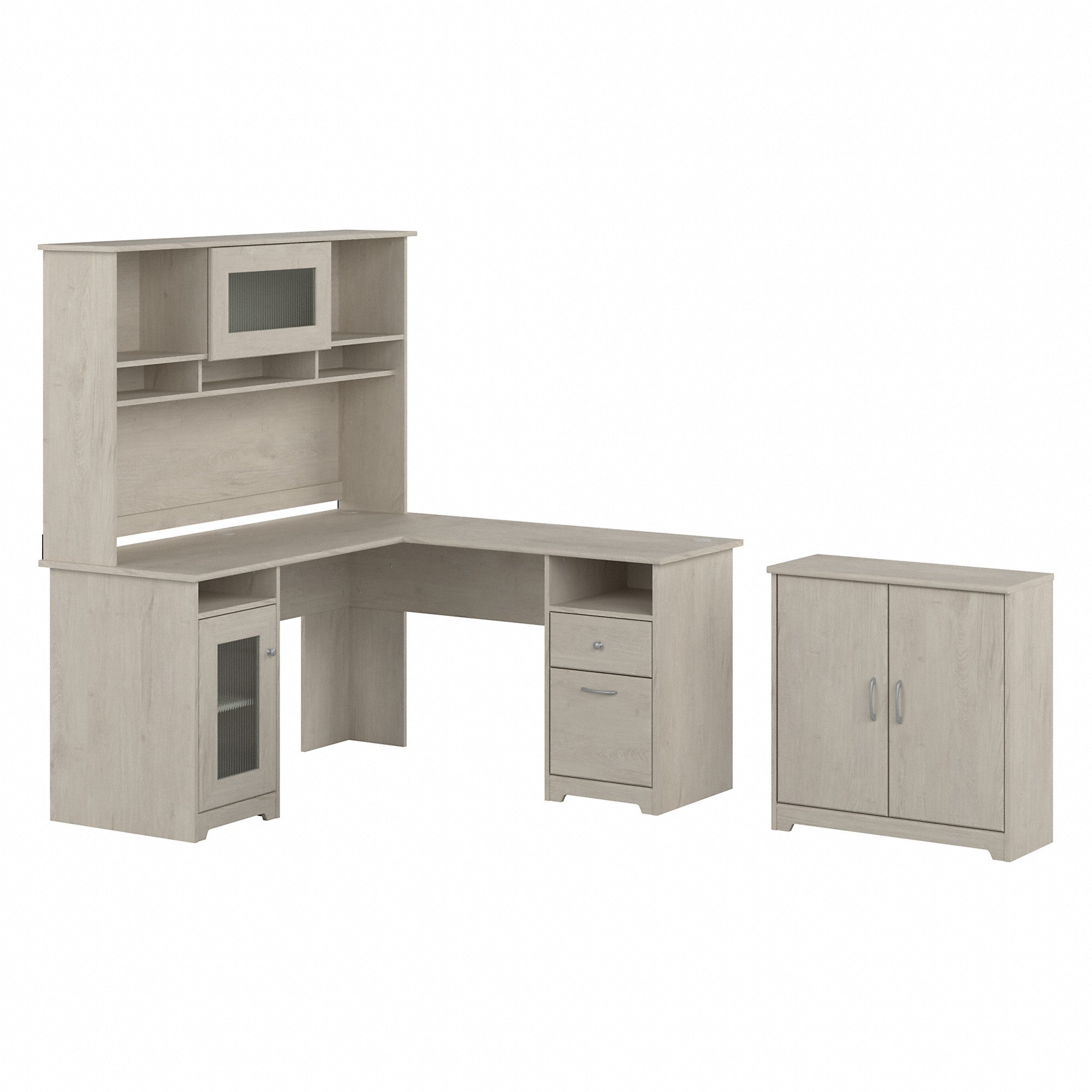 Bush Furniture Cabot 60W L Shaped Computer Desk with Hutch and Small Storage Cabinet