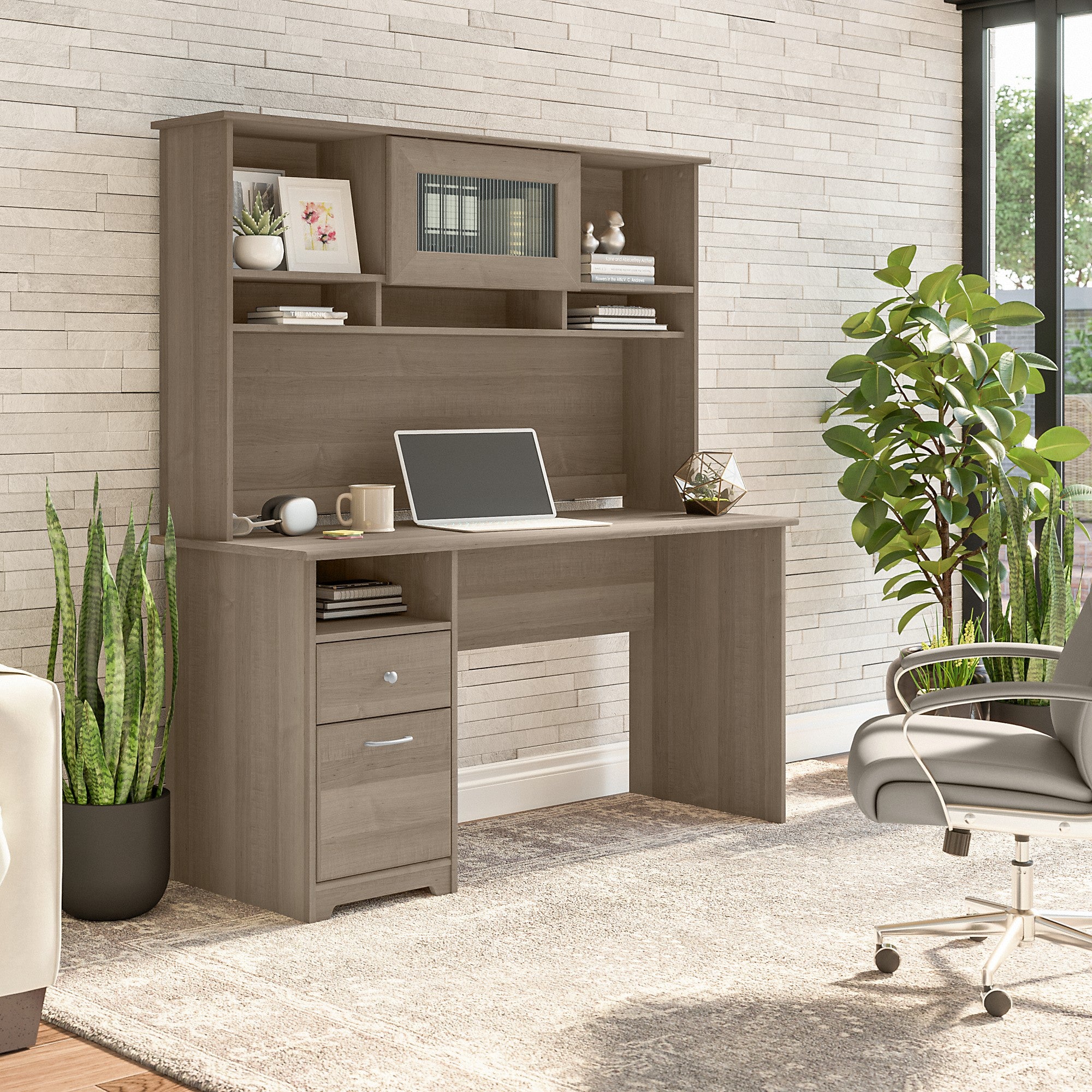 Bush Furniture Cabot 60W Computer Desk with Hutch