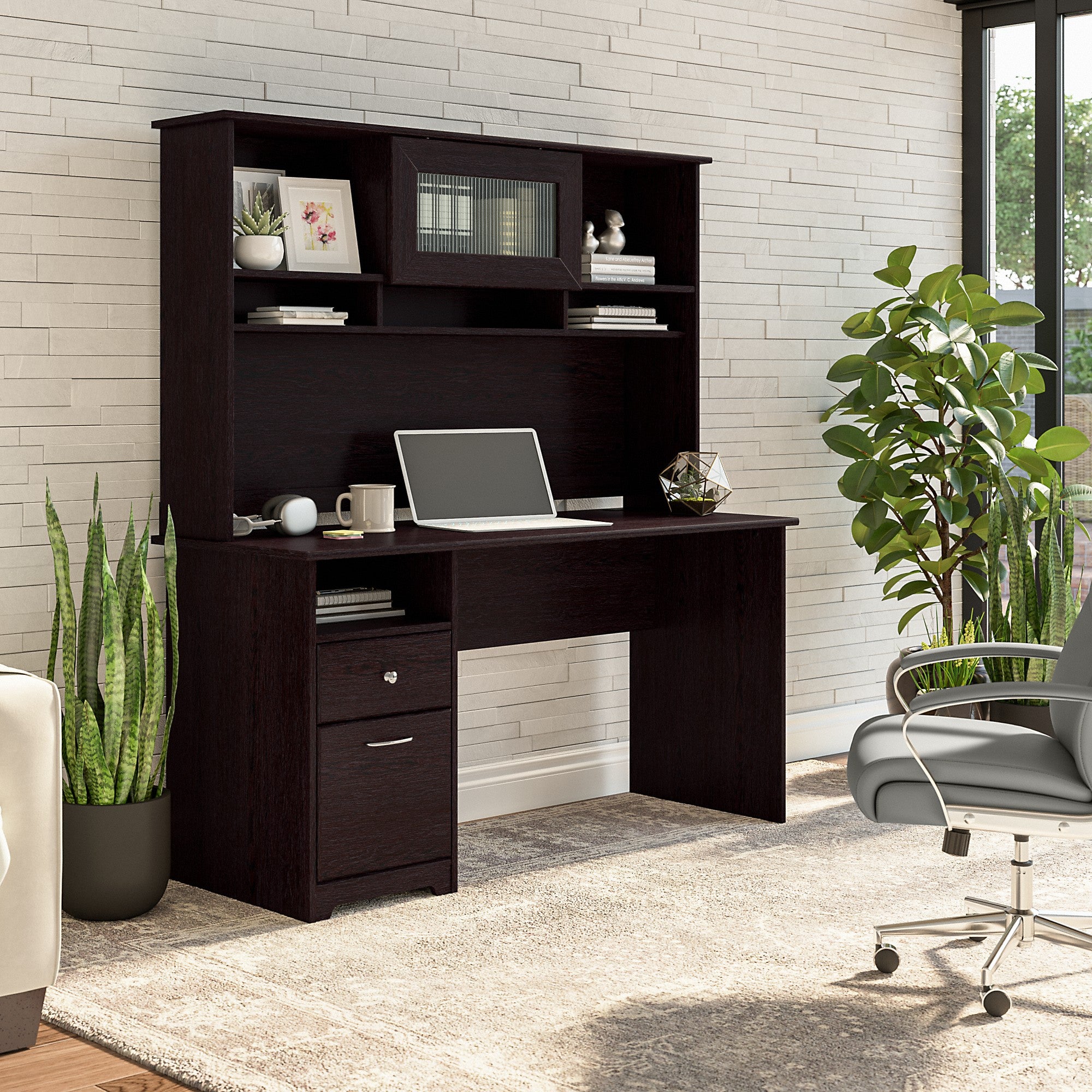 Bush Furniture Cabot 60W Computer Desk with Hutch and Drawers