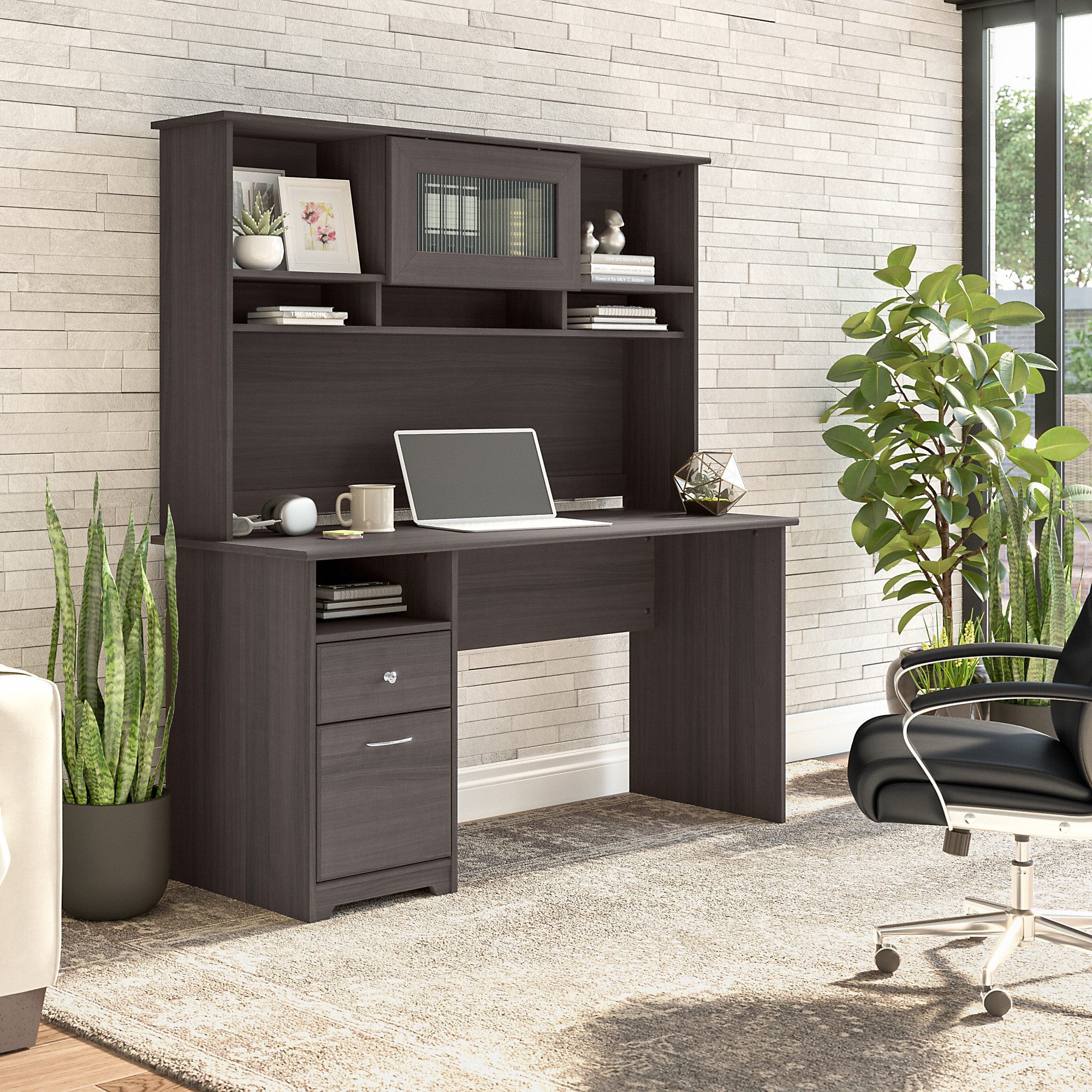 Bush Furniture Cabot 60W Computer Desk with Hutch