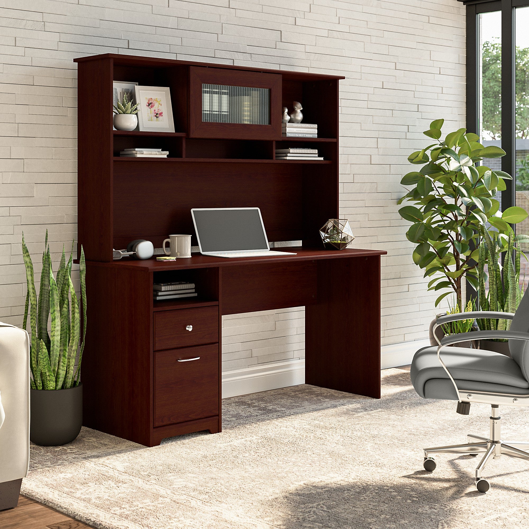 Bush Furniture Cabot 60W Computer Desk with Hutch