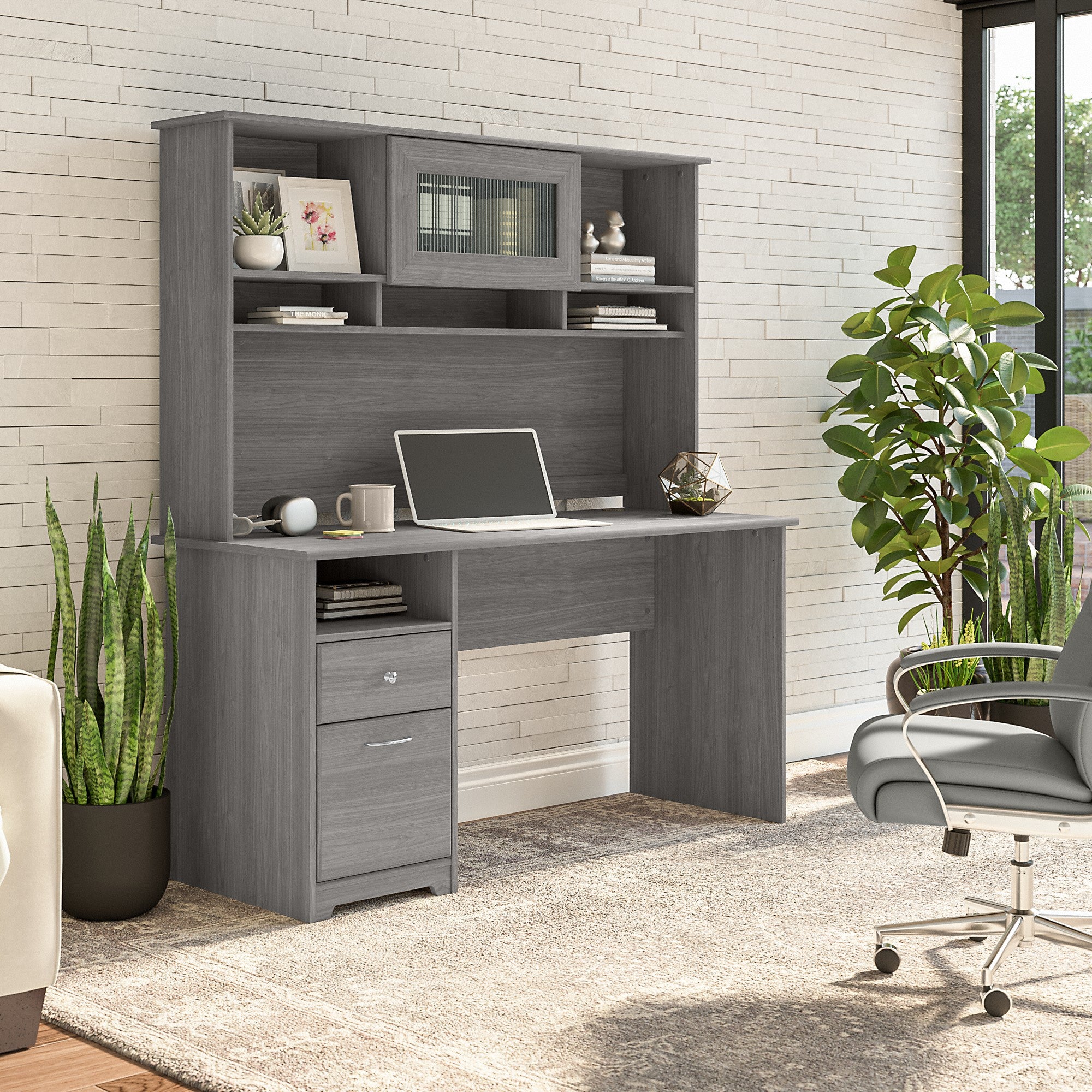 Bush Furniture Cabot 60W Computer Desk with Hutch