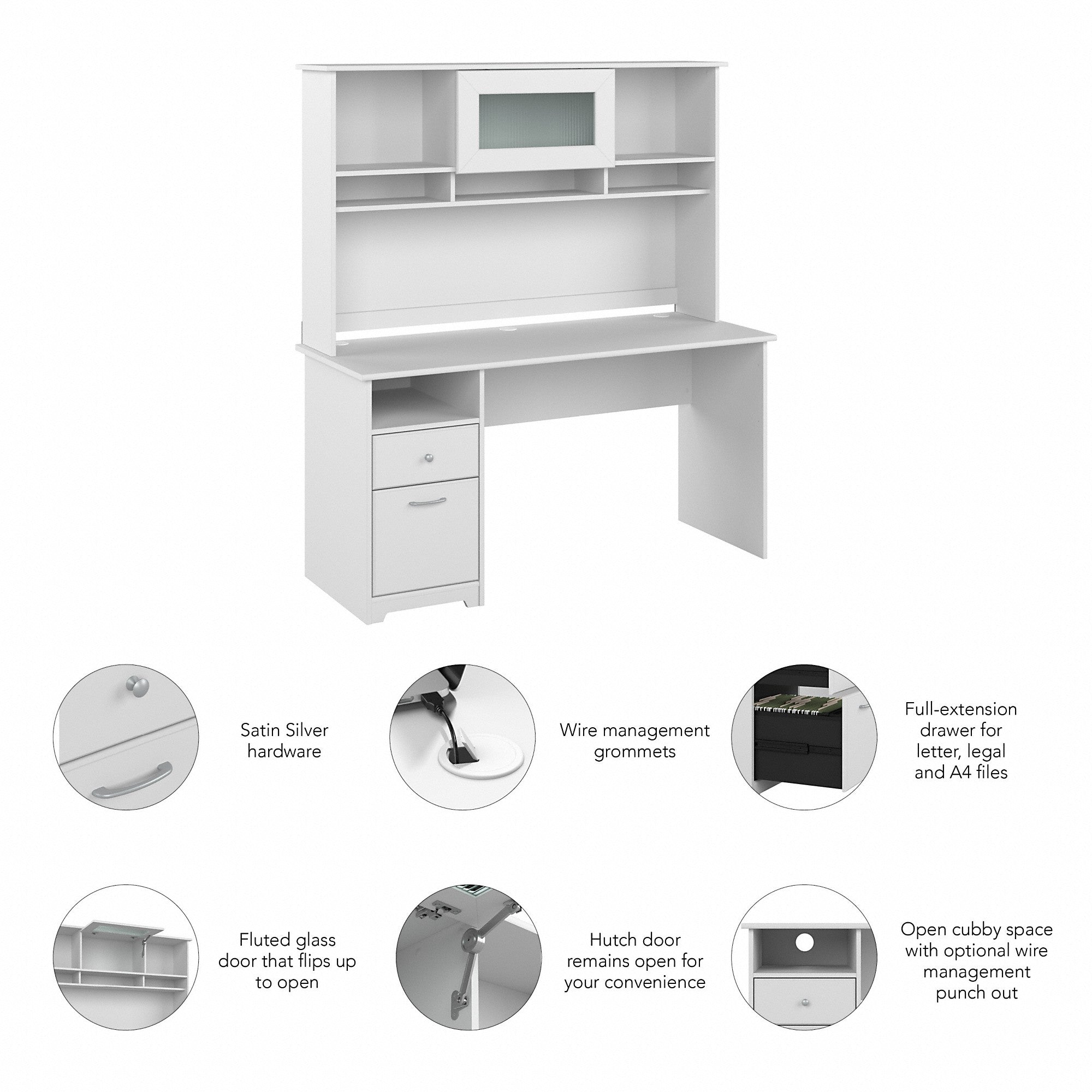 Bush Furniture Cabot 60W Computer Desk with Hutch