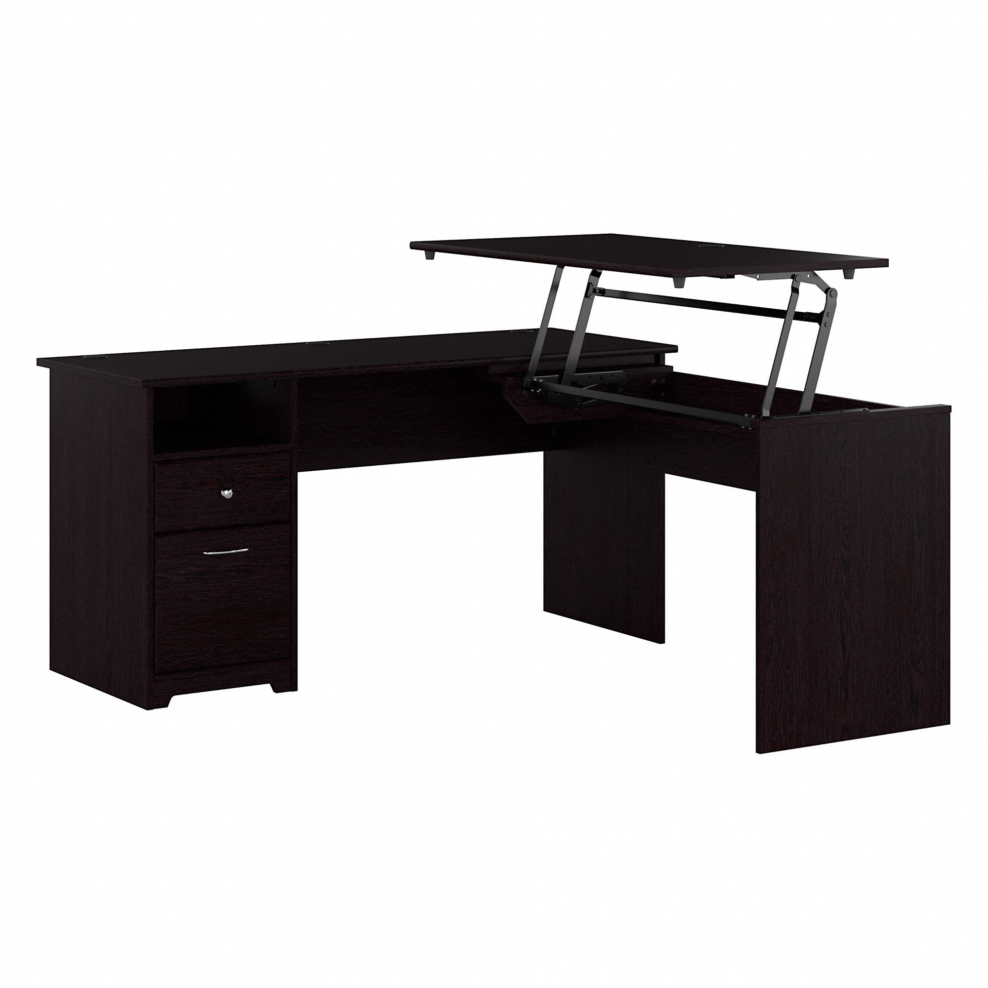 Bush Furniture Cabot 60W 3 Position L Shaped Sit to Stand Desk