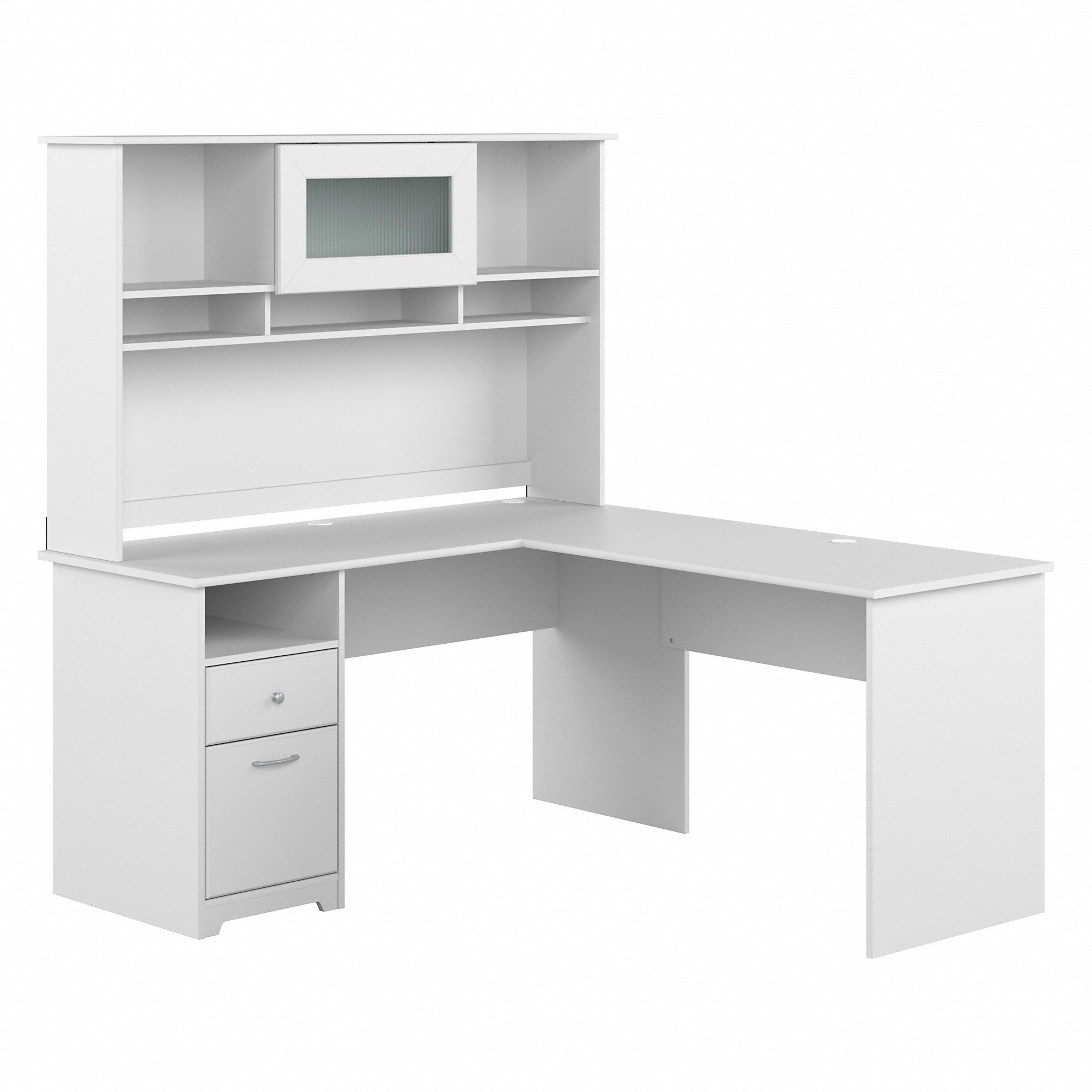 Bush Furniture Cabot 60W L Shaped Computer Desk with Hutch and Drawers