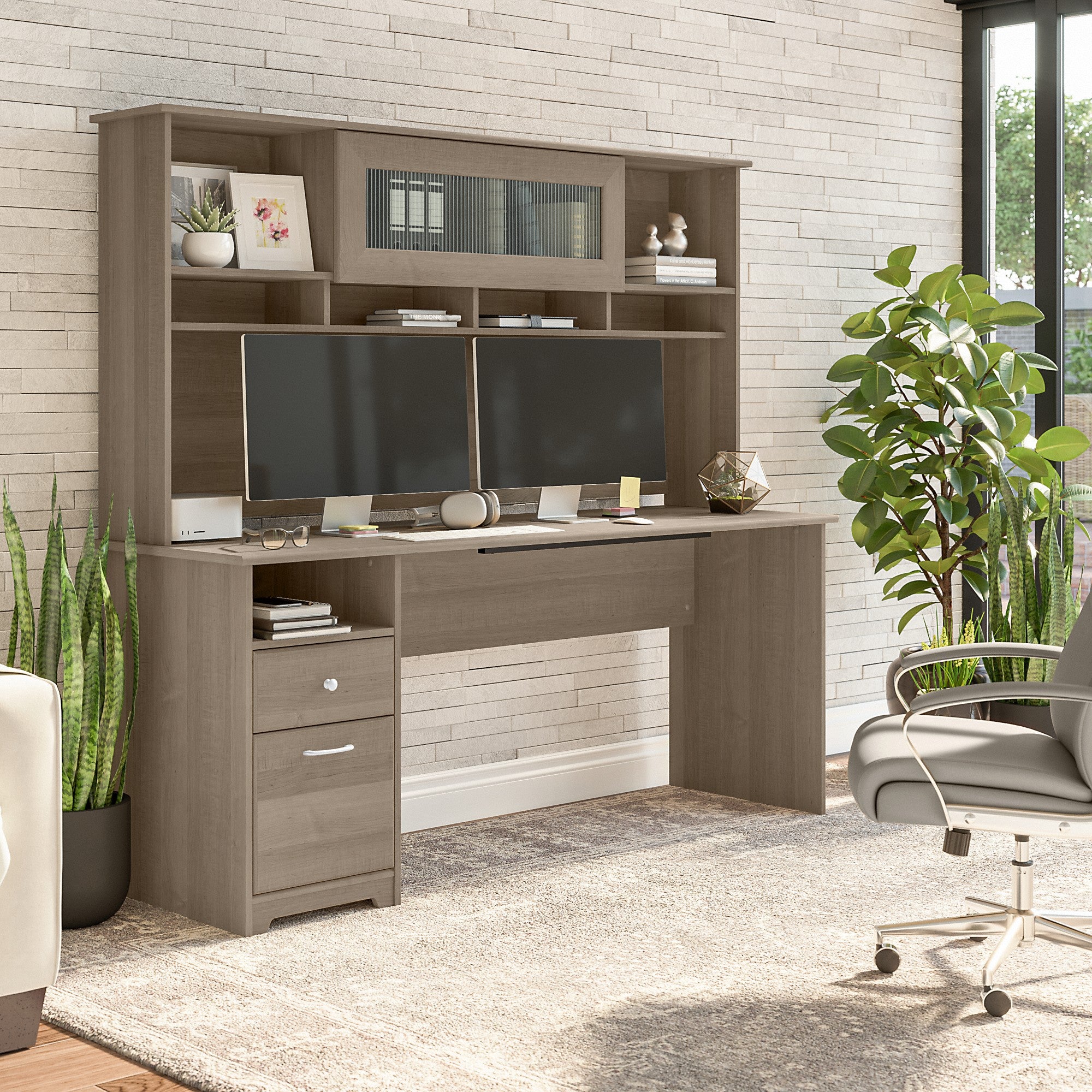 Bush Furniture Cabot 72W Computer Desk with Hutch