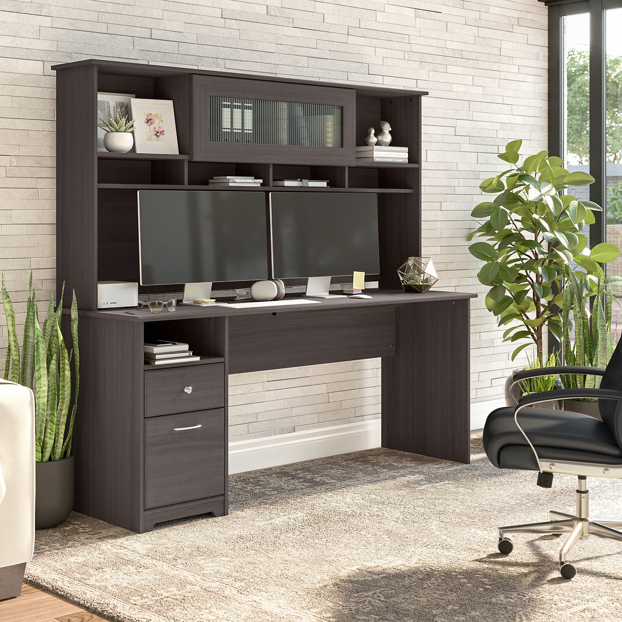 Bush Furniture Cabot 72W Computer Desk with Hutch