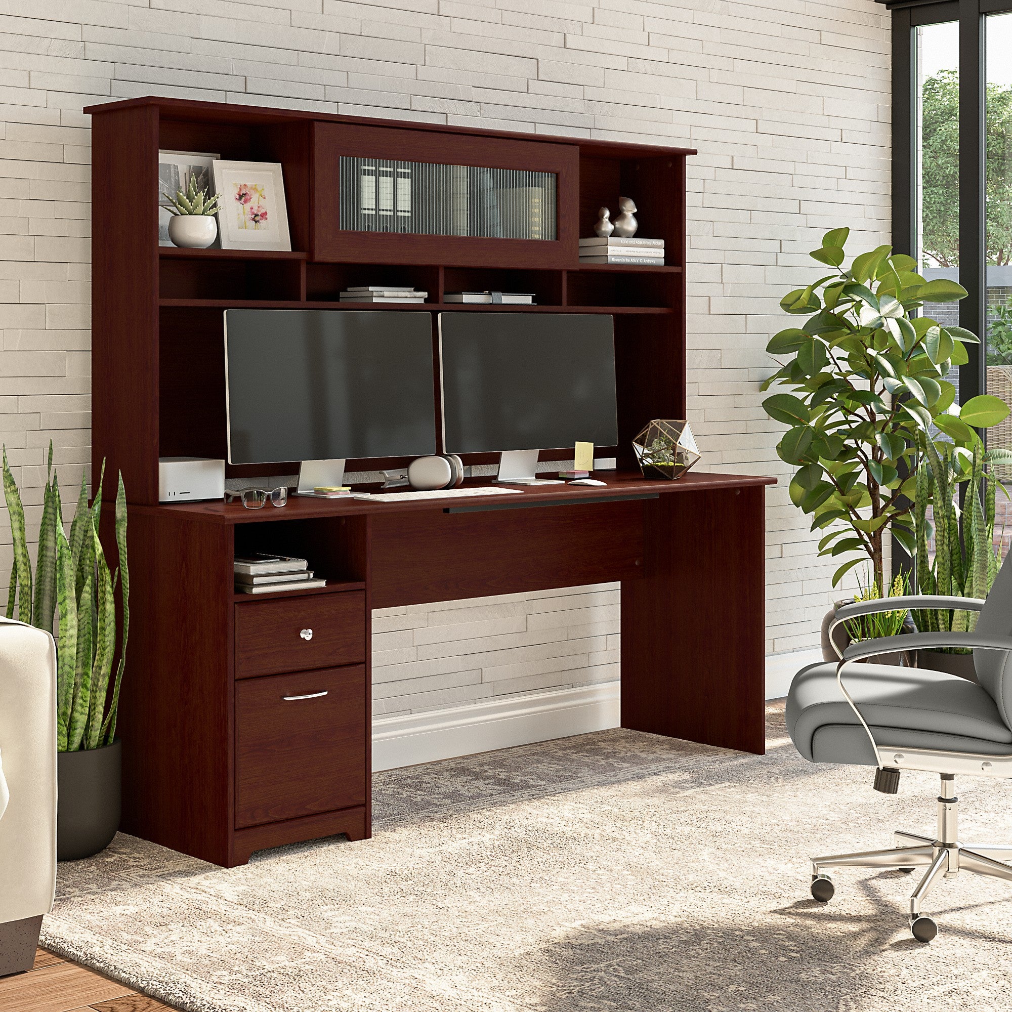 Bush Furniture Cabot 72W Computer Desk with Hutch