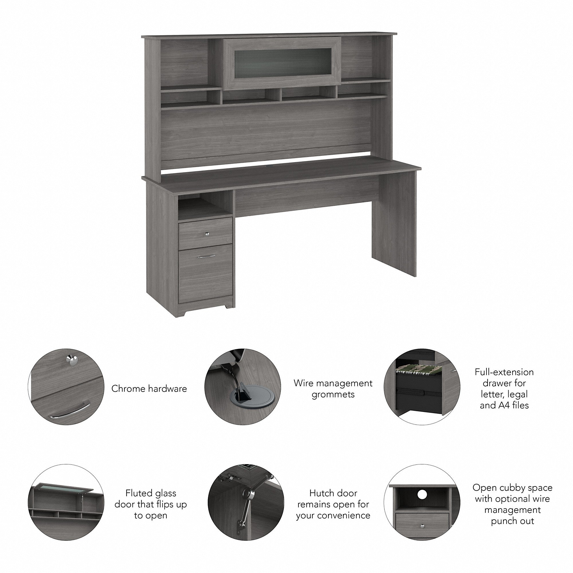 Bush Furniture Cabot 72W Computer Desk with Hutch