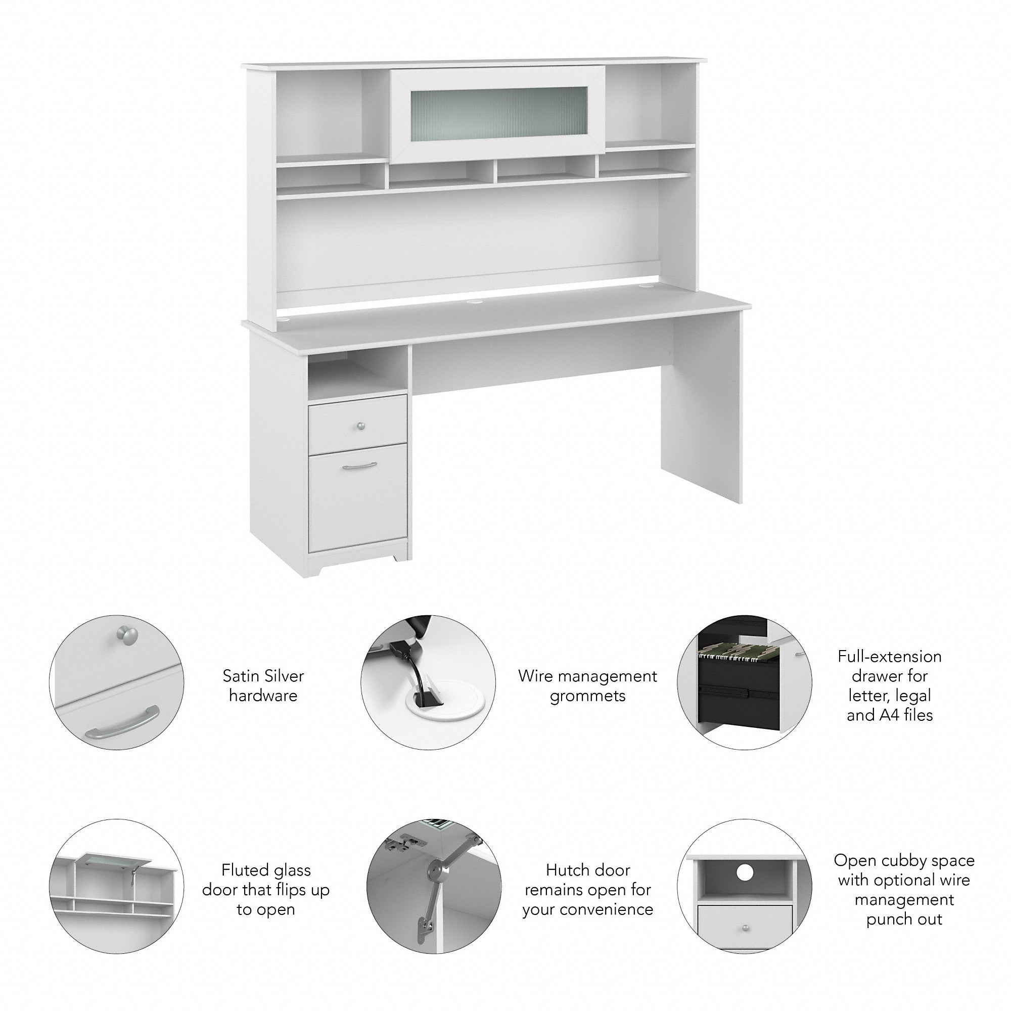 Bush Furniture Cabot 72W Computer Desk with Hutch