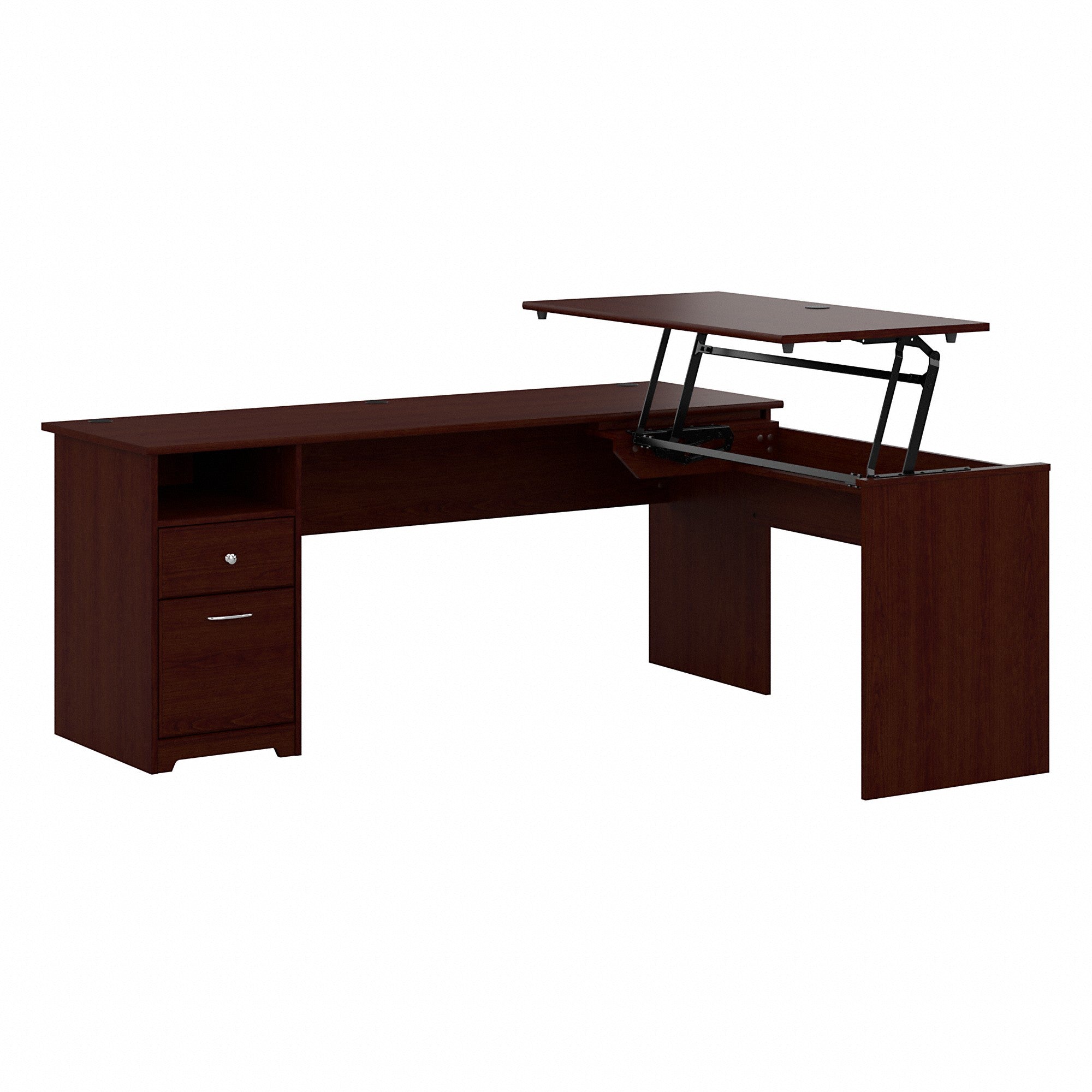 Bush Furniture Cabot 72W 3 Position Sit to Stand L Shaped Desk