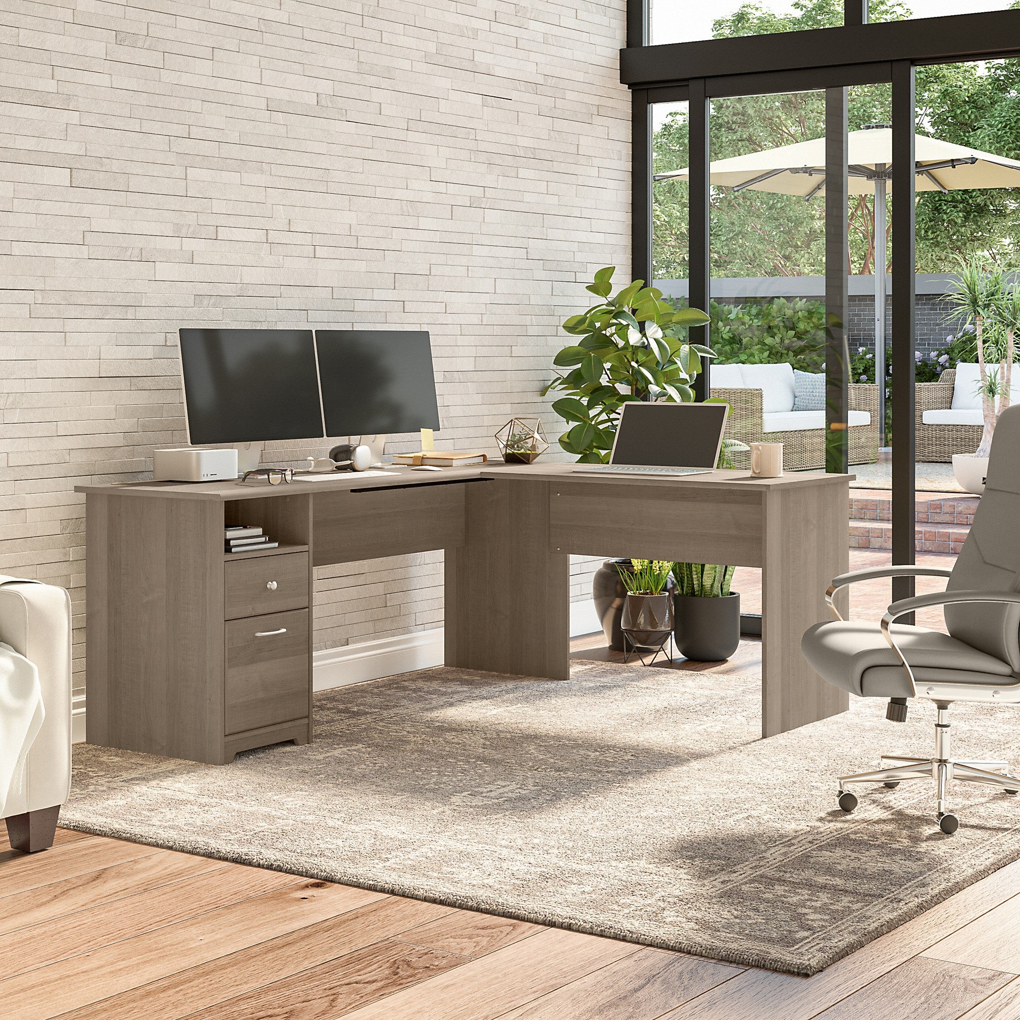 Bush Furniture Cabot 72W L Shaped Computer Desk with Drawers