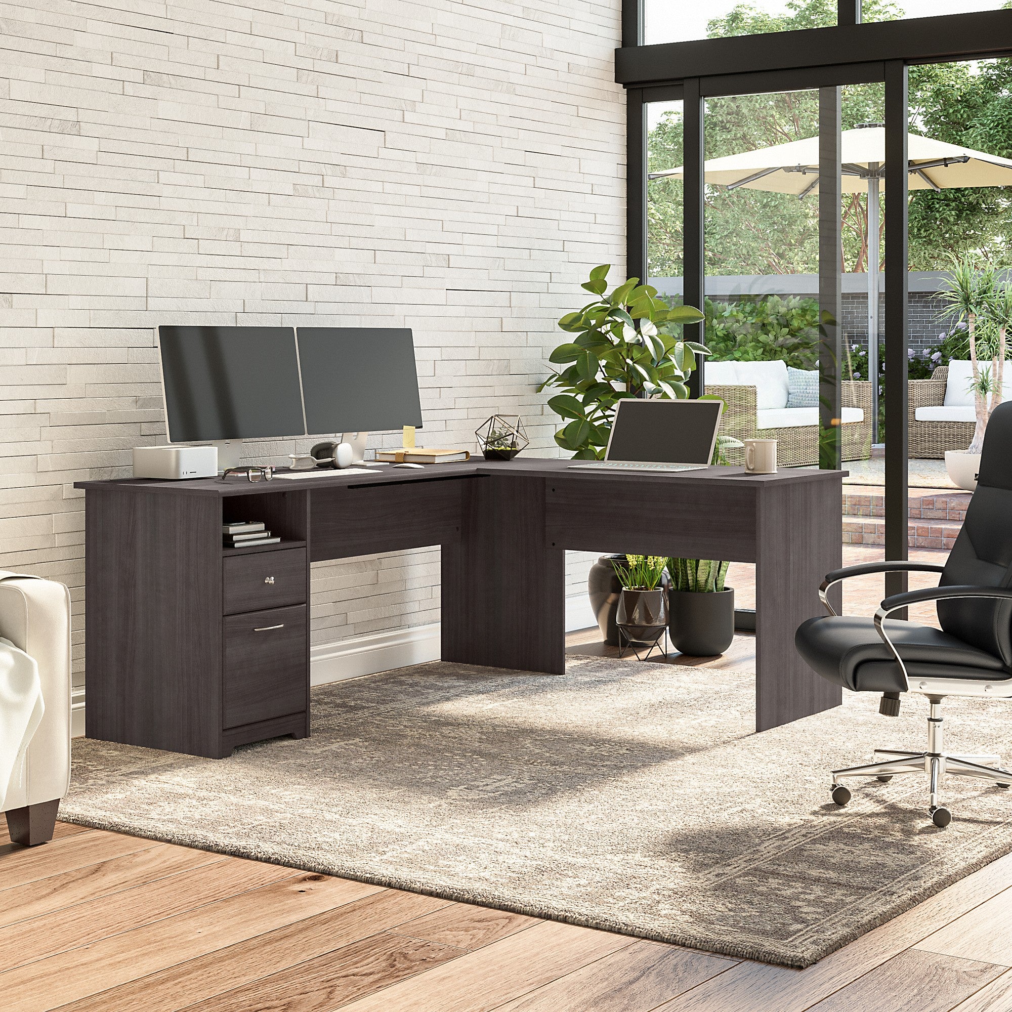 Bush Furniture Cabot 72W L Shaped Computer Desk with Drawers