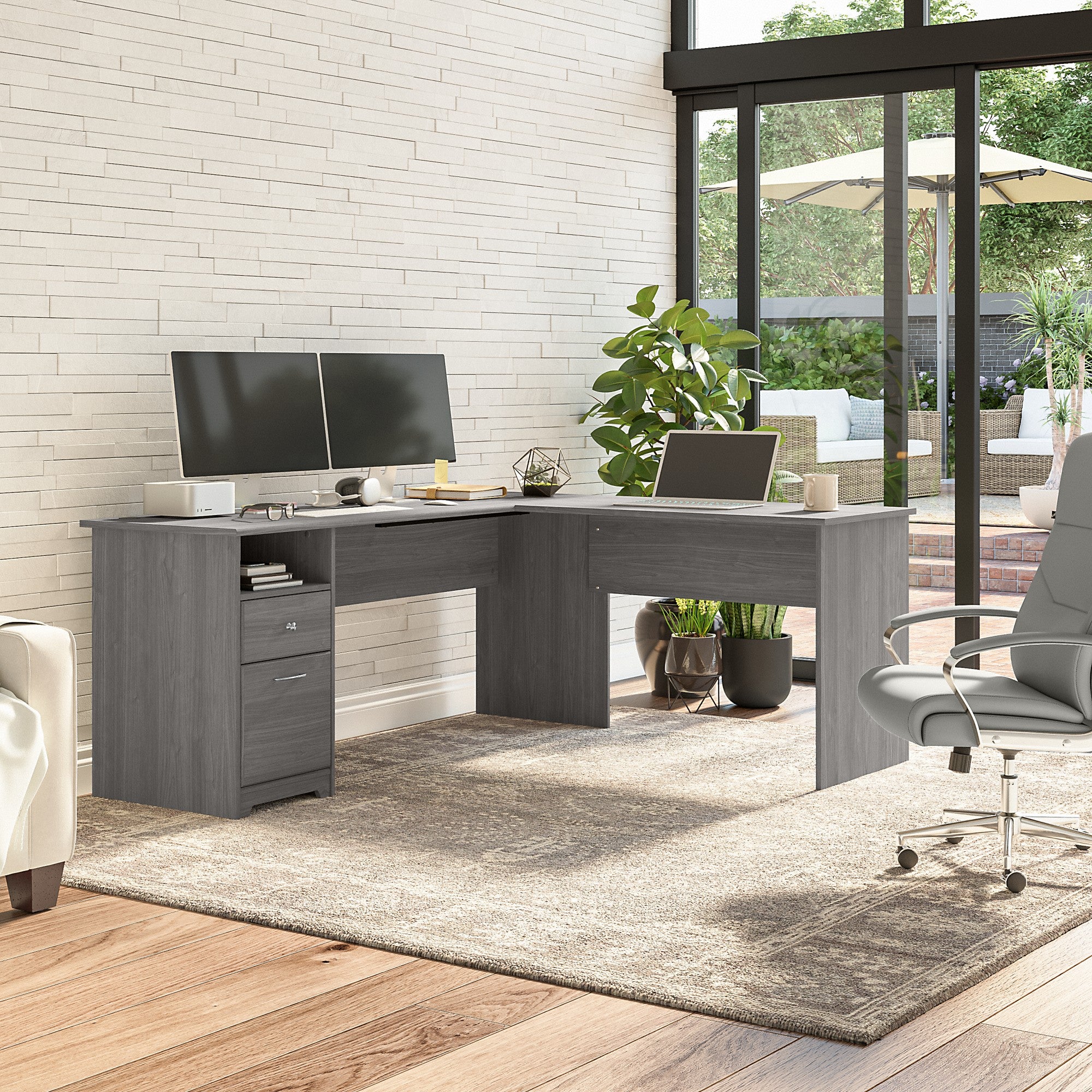 Bush Furniture Cabot 72W L Shaped Computer Desk with Drawers