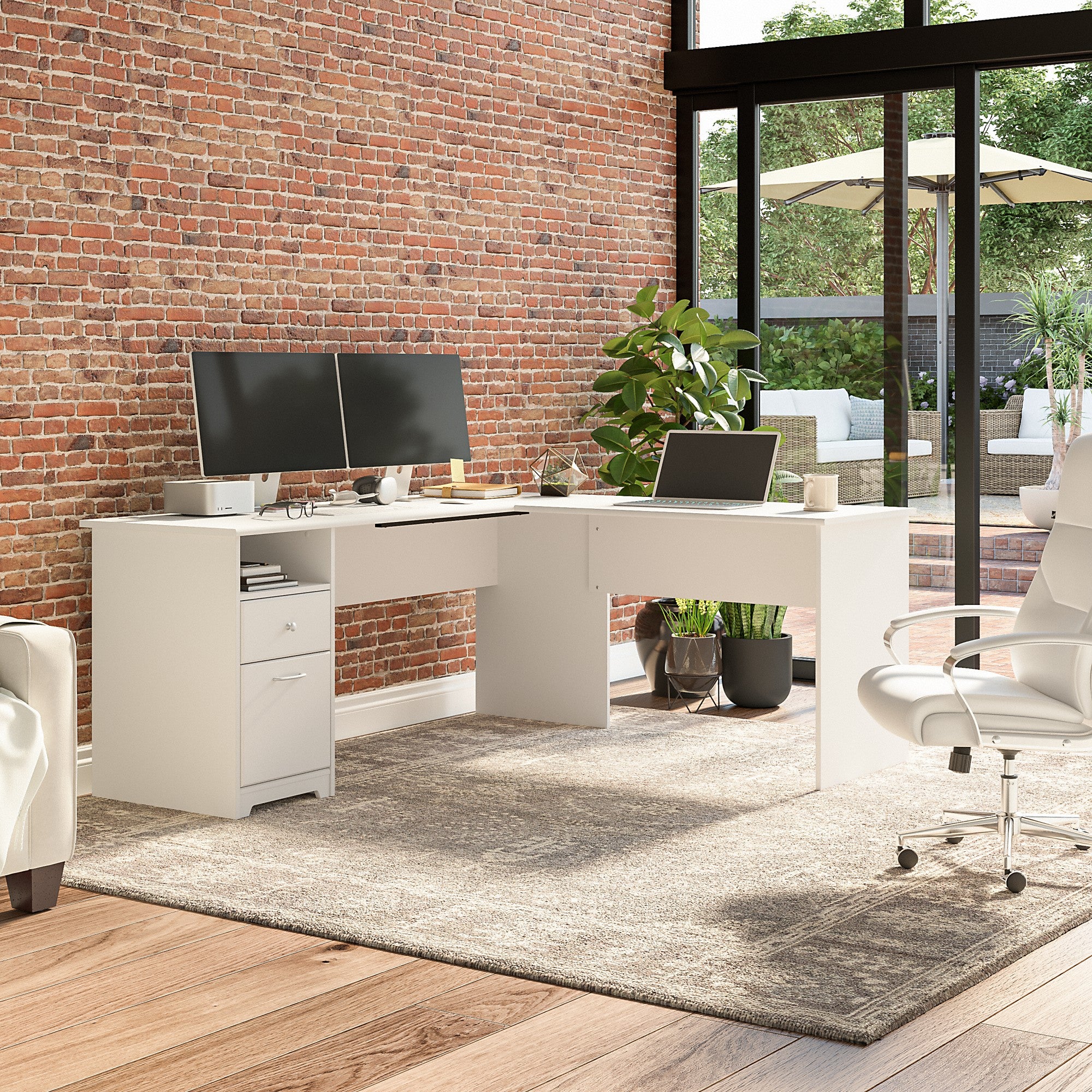 Bush Furniture Cabot 72W L Shaped Computer Desk with Drawers