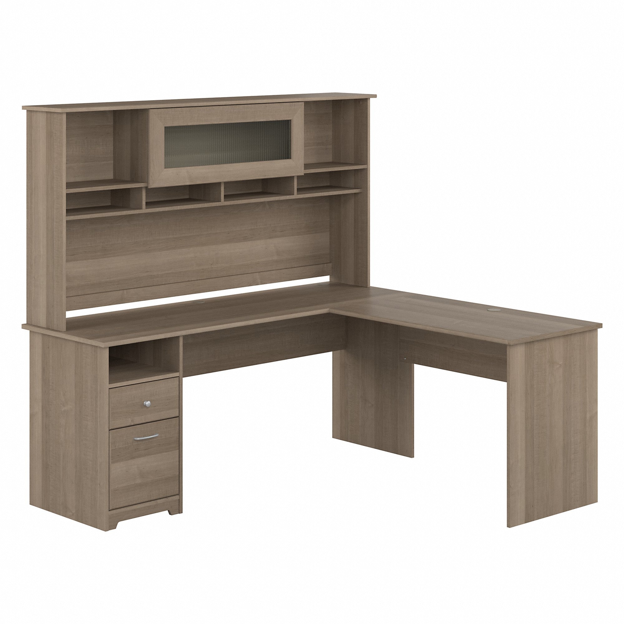 Bush Furniture Cabot 72W L Shaped Computer Desk with Hutch and Drawers