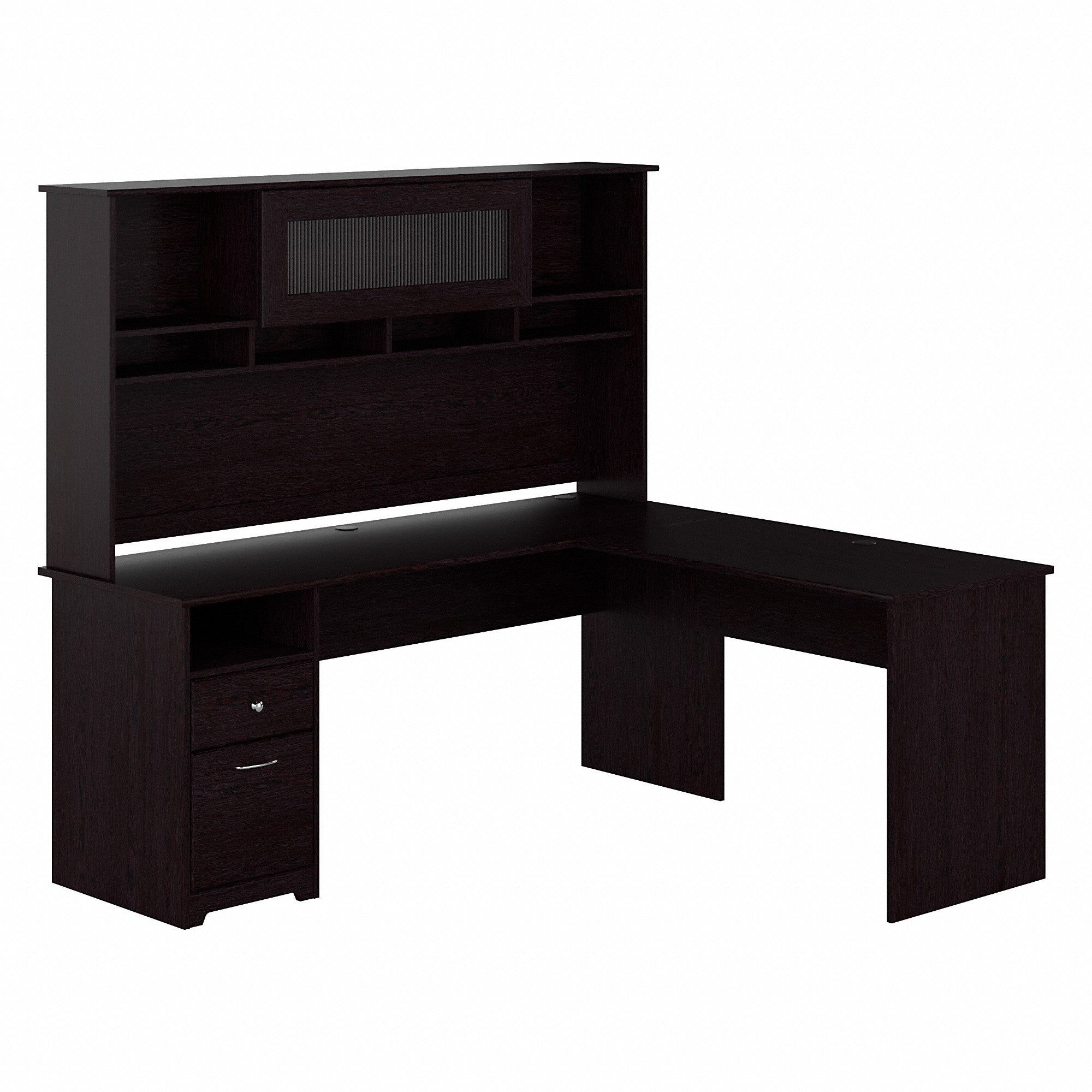 Bush Furniture Cabot 72W L Shaped Computer Desk with Hutch and Drawers