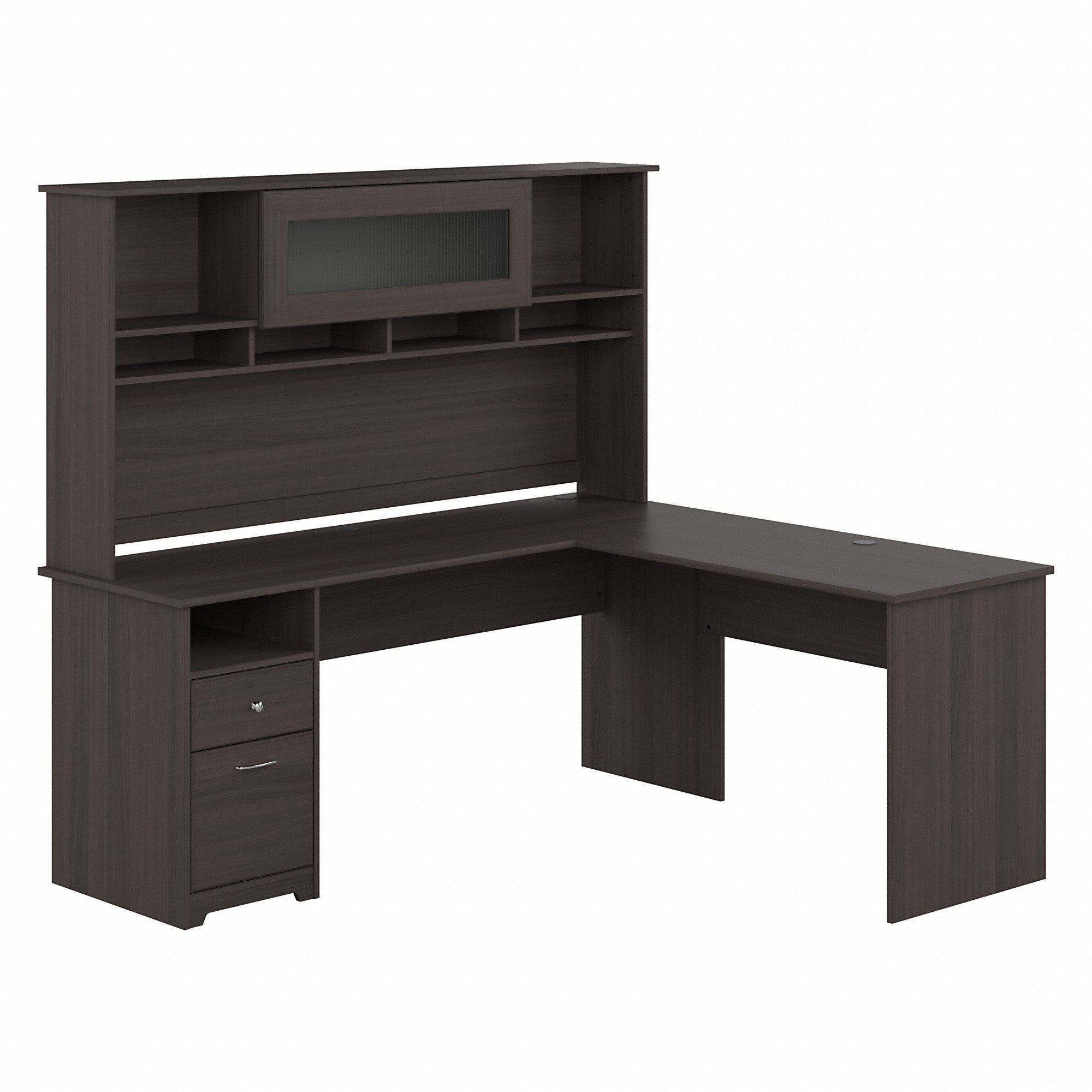 Bush Furniture Cabot 72W L Shaped Computer Desk with Hutch and Drawers