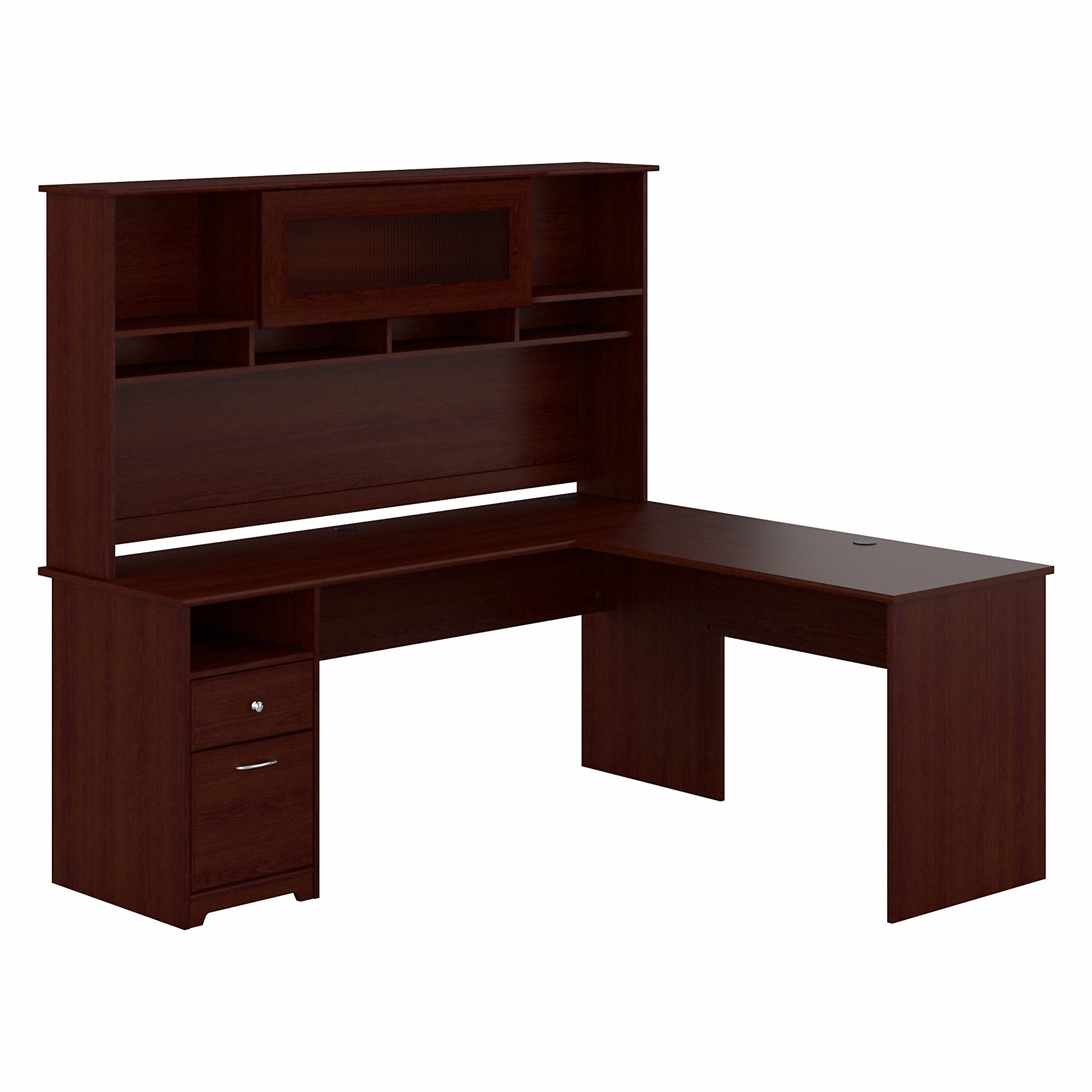 Bush Furniture Cabot 72W L Shaped Computer Desk with Hutch and Drawers