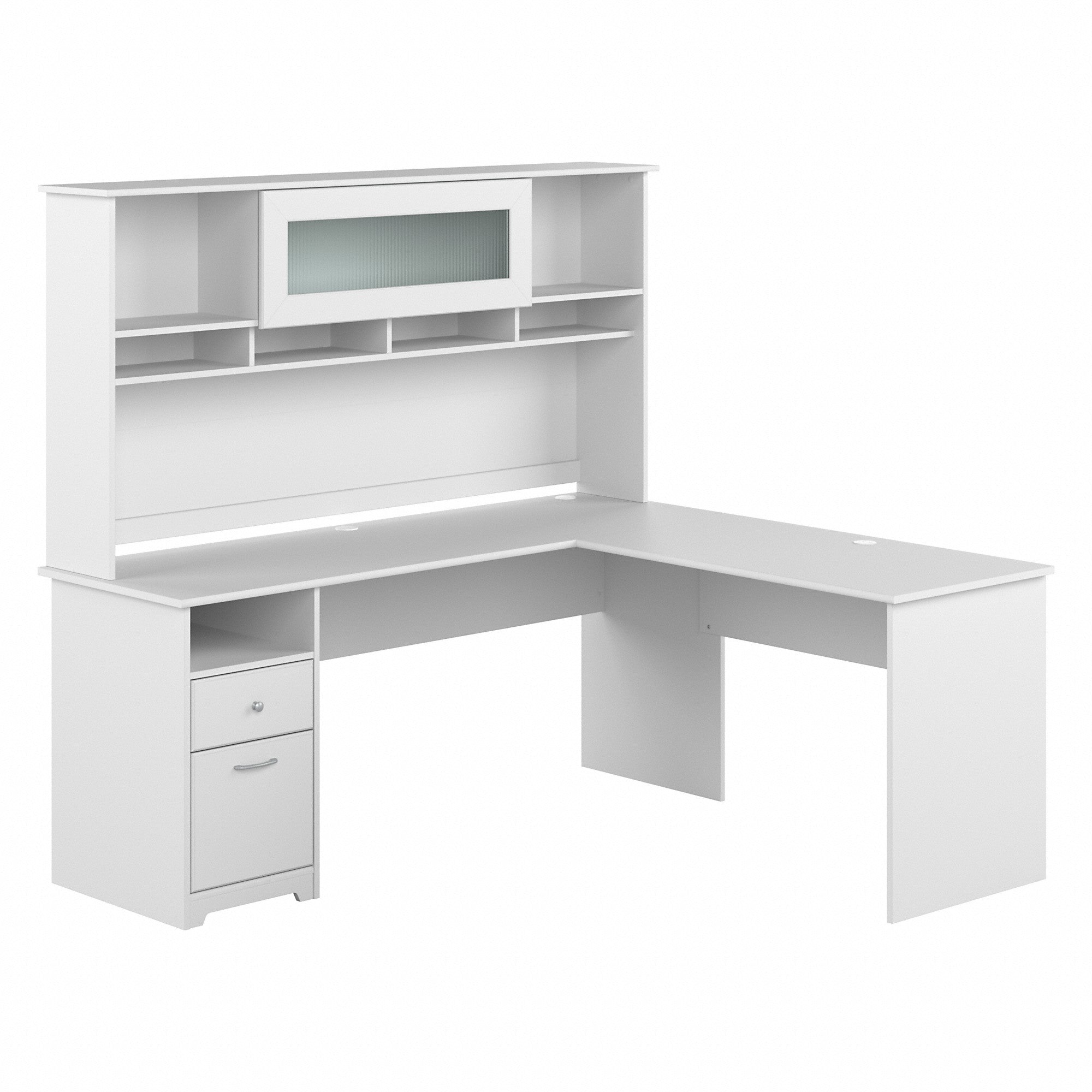 Bush Furniture Cabot 72W L Shaped Computer Desk with Hutch and Drawers