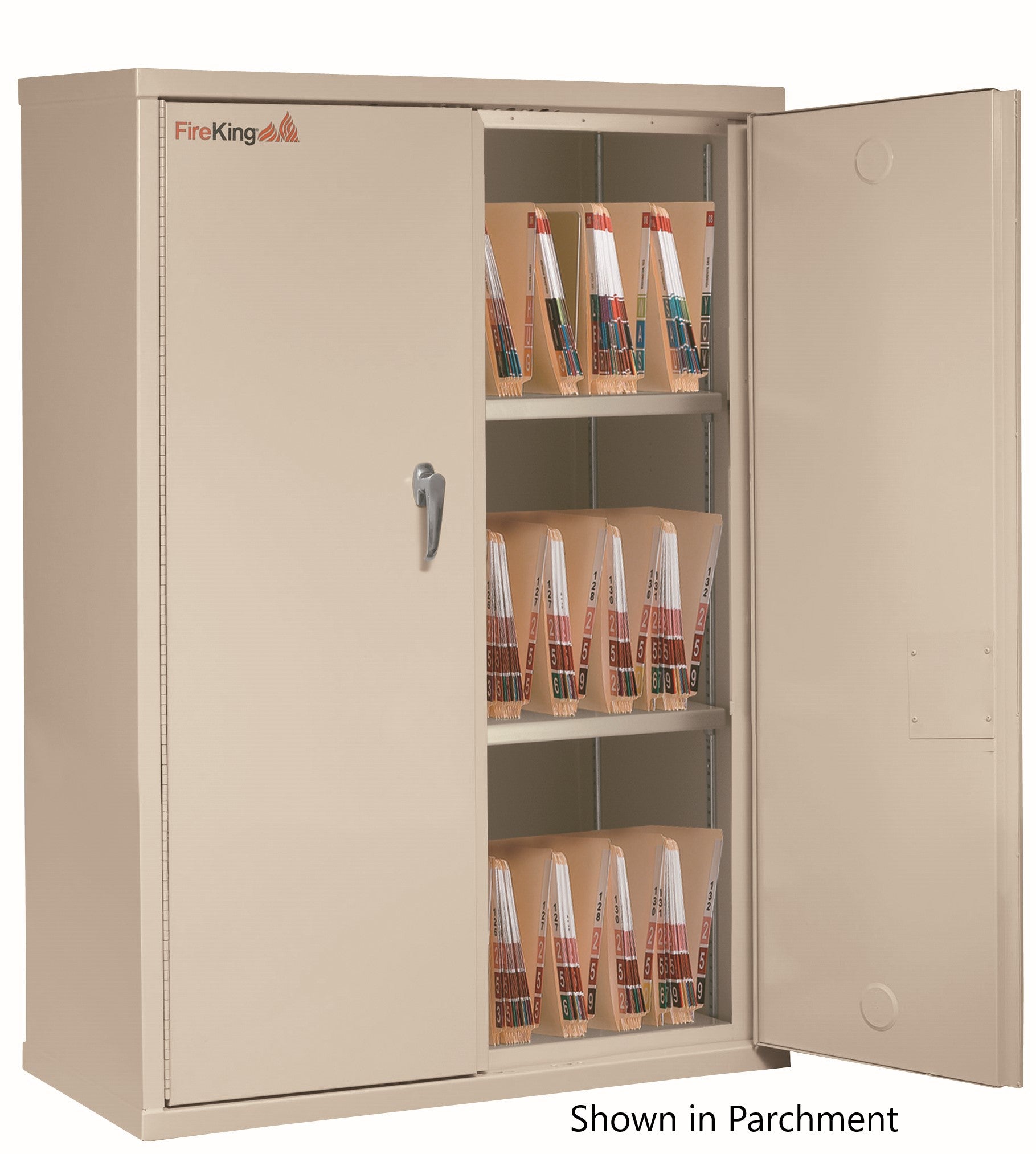 Fire Resistant - Double door storage cabinet with letter end tab inserts - 44&quot;H