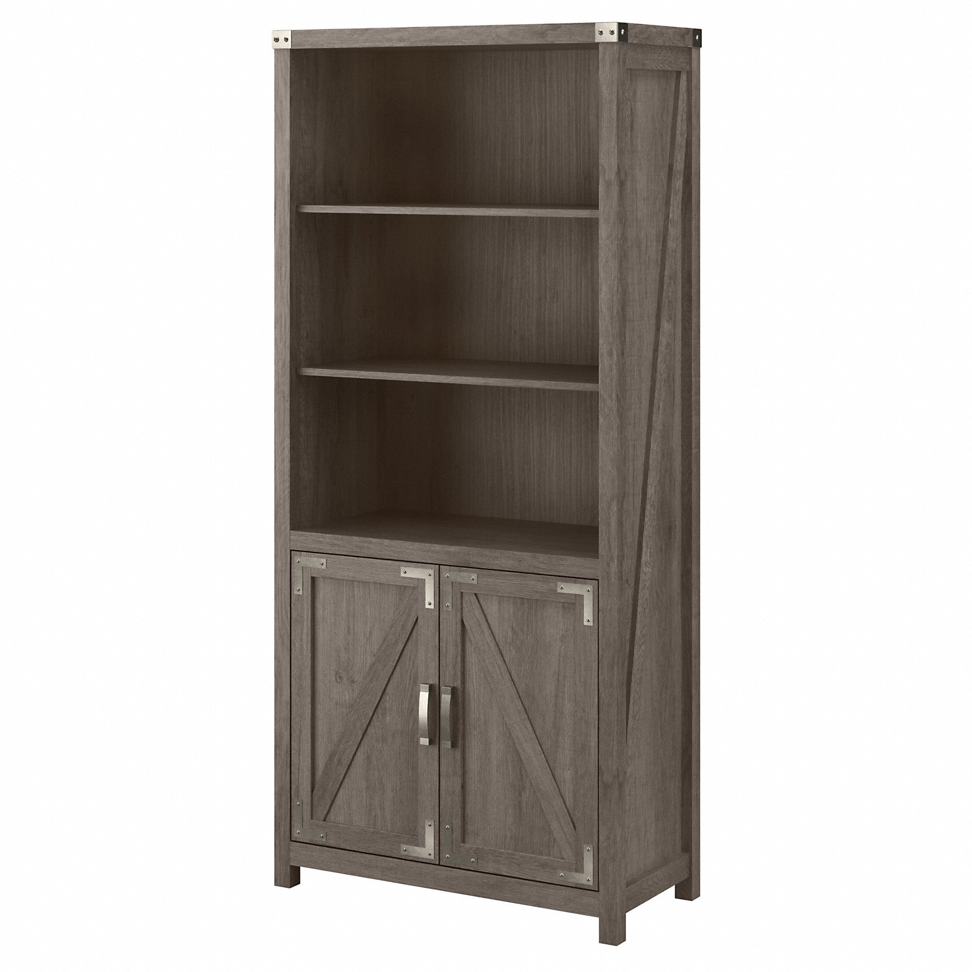 kathy ireland® Home by Bush Furniture Cottage Grove Tall 5 Shelf Bookcase with Doors