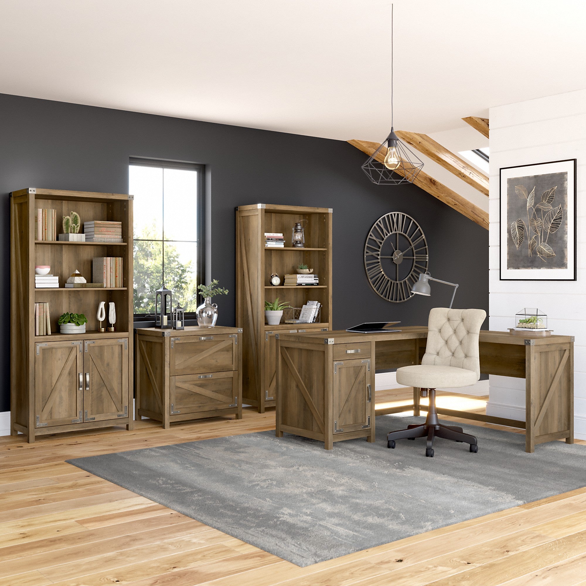 kathy ireland® Home by Bush Furniture Cottage Grove 60W L Shaped Desk with Drawer and Storage Cabinet