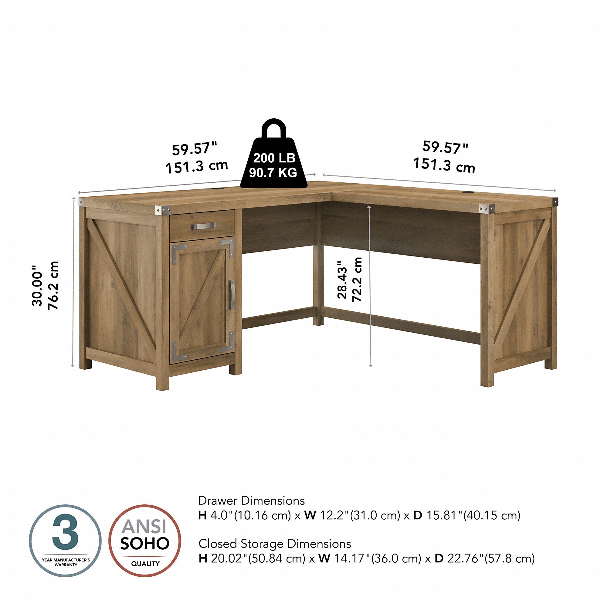 kathy ireland® Home by Bush Furniture Cottage Grove 60W L Shaped Desk with Drawer and Storage Cabinet