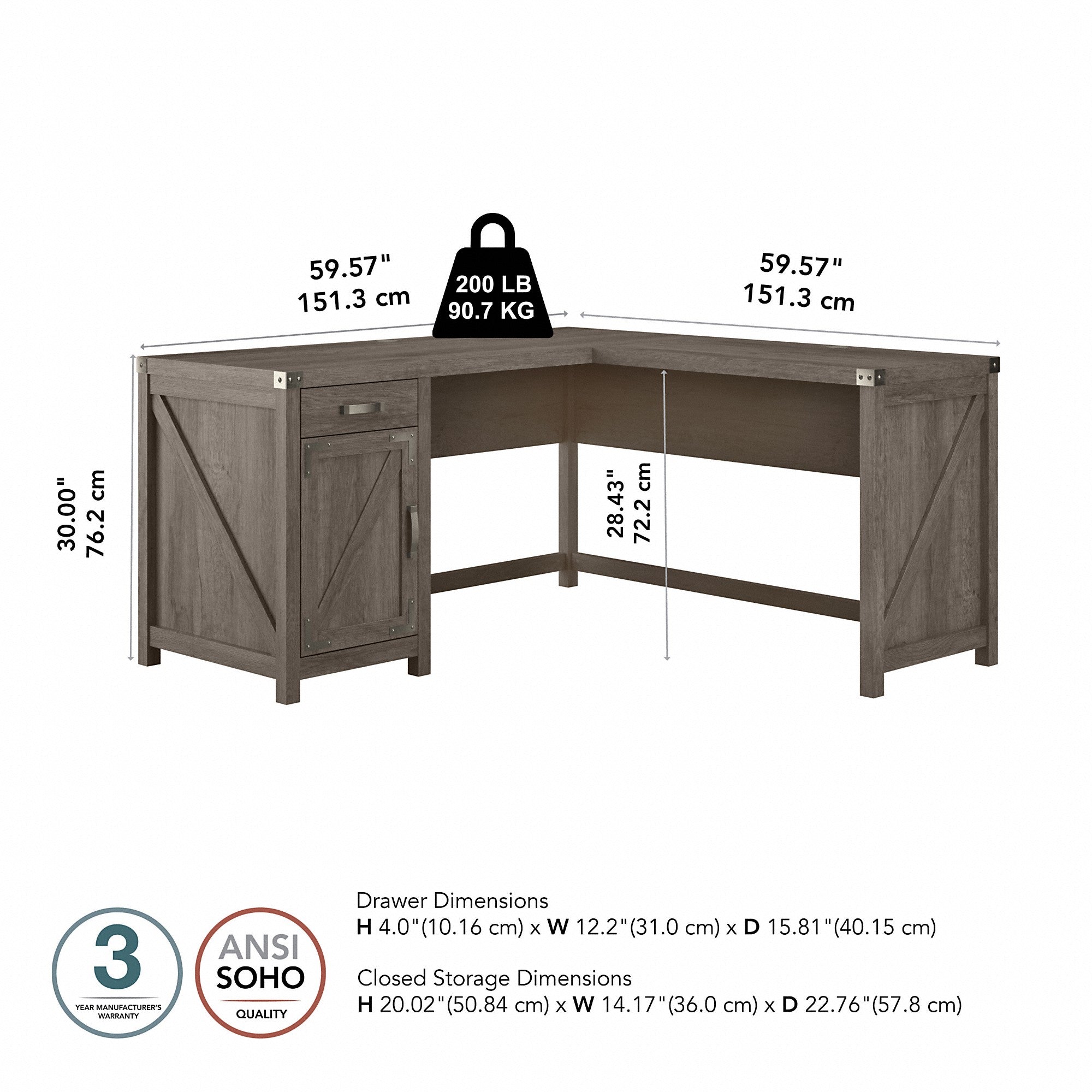 kathy ireland® Home by Bush Furniture Cottage Grove 60W L Shaped Desk with Drawer and Storage Cabinet