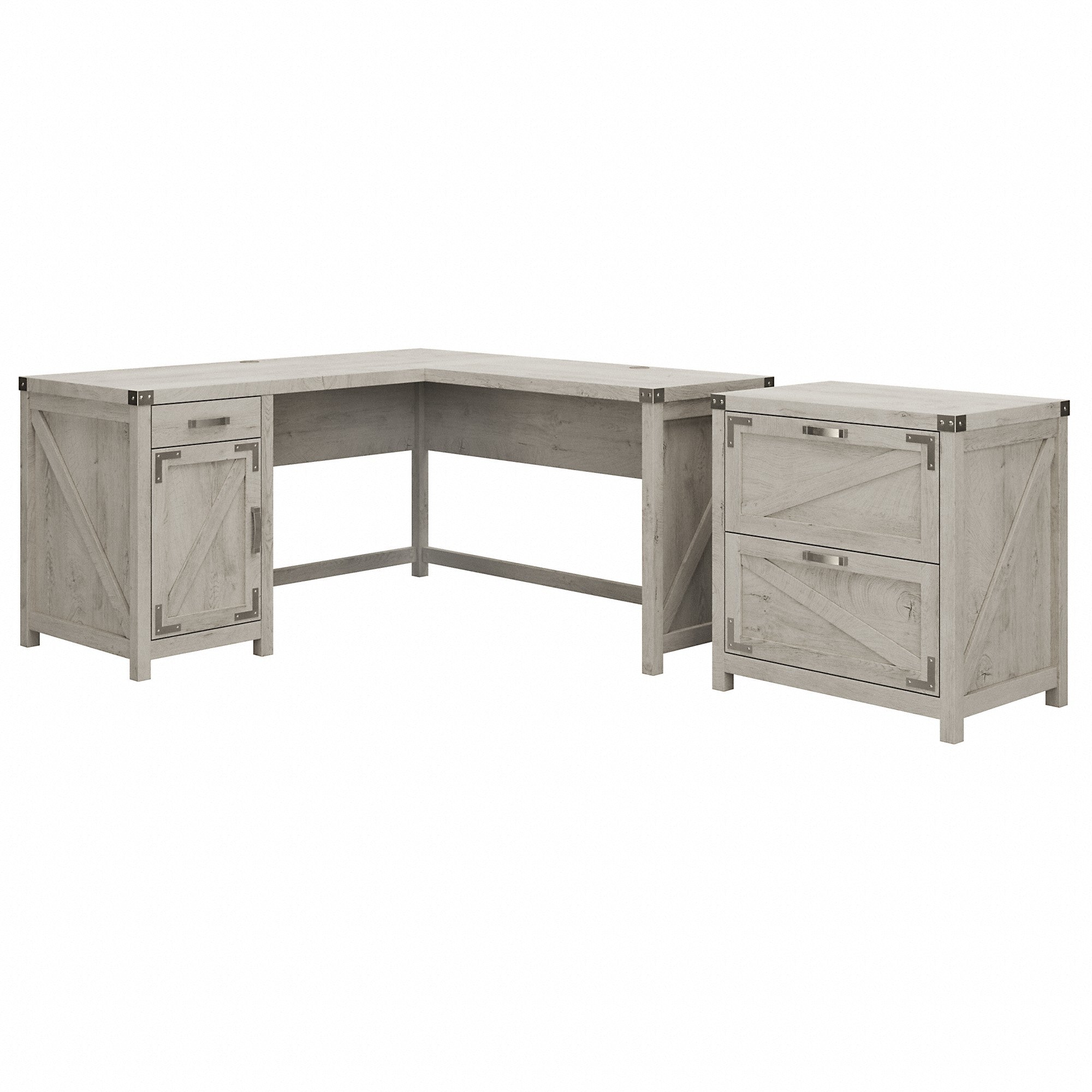 kathy ireland® Home by Bush Furniture Cottage Grove 60W L Shaped Desk with 2 Drawer Lateral File Cabinet