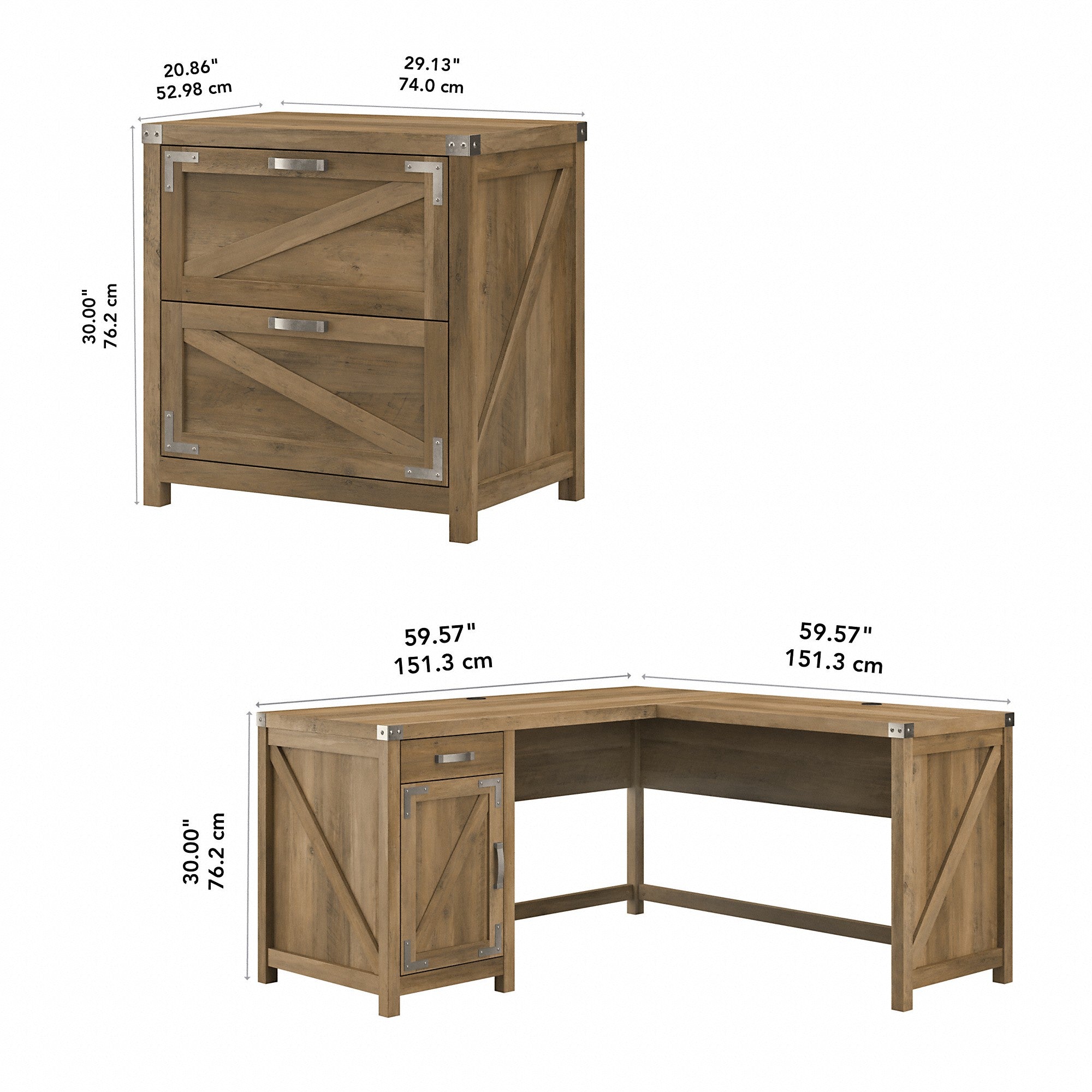 kathy ireland® Home by Bush Furniture Cottage Grove 60W L Shaped Desk with 2 Drawer Lateral File Cabinet