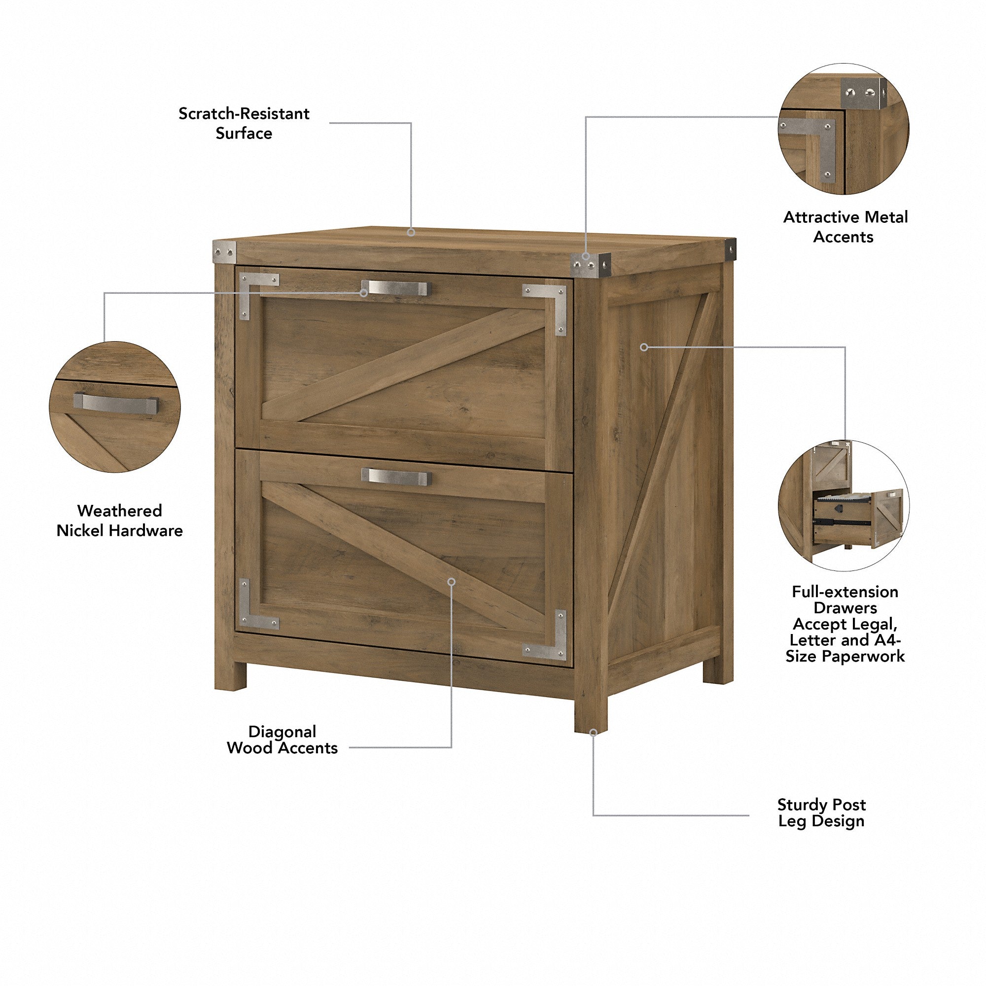 kathy ireland® Home by Bush Furniture Cottage Grove 60W L Shaped Desk with 2 Drawer Lateral File Cabinet