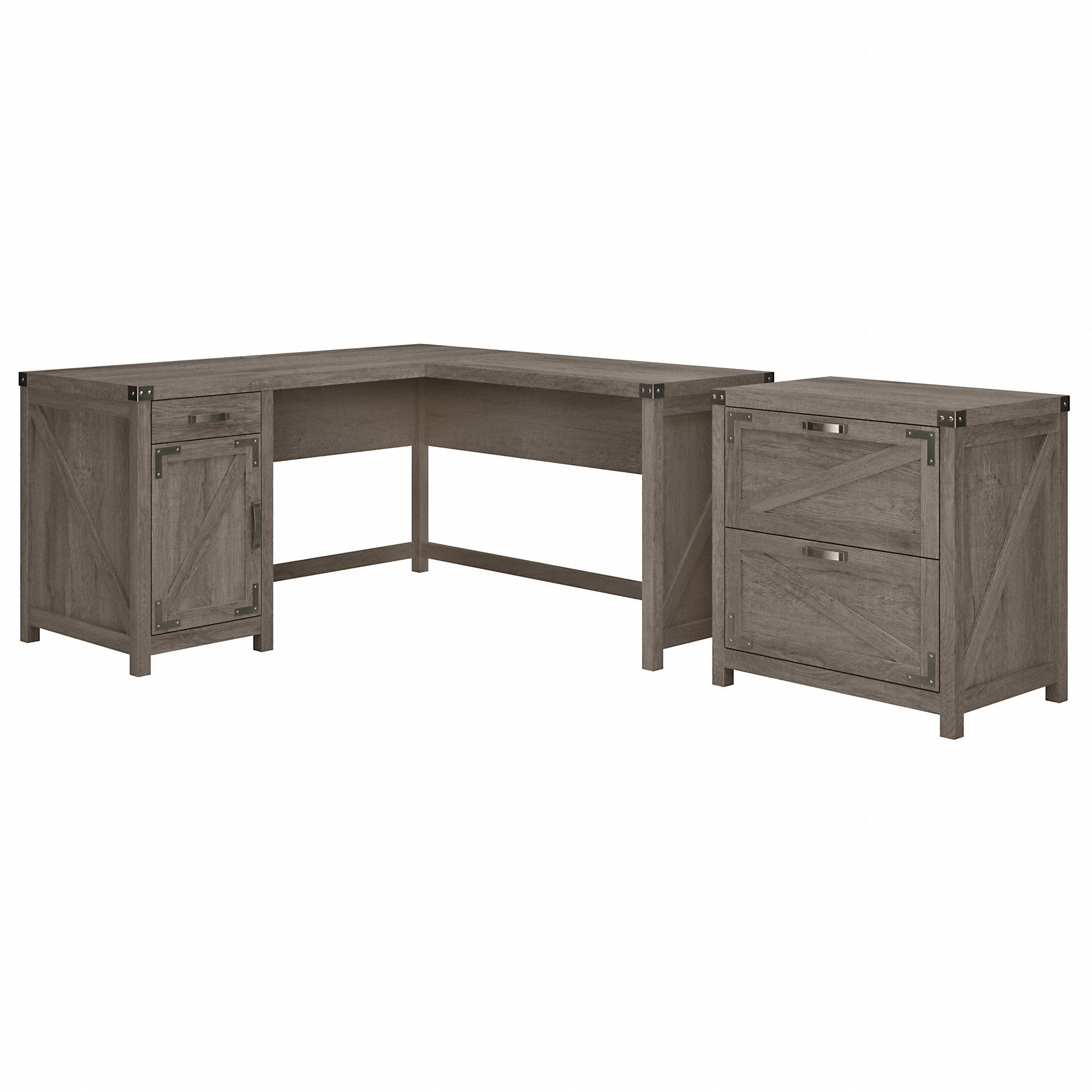 kathy ireland® Home by Bush Furniture Cottage Grove 60W L Shaped Desk with 2 Drawer Lateral File Cabinet