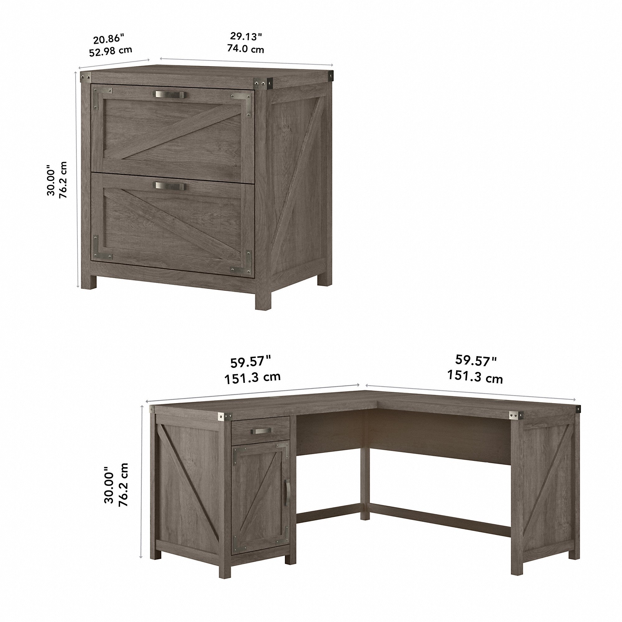 kathy ireland® Home by Bush Furniture Cottage Grove 60W L Shaped Desk with 2 Drawer Lateral File Cabinet