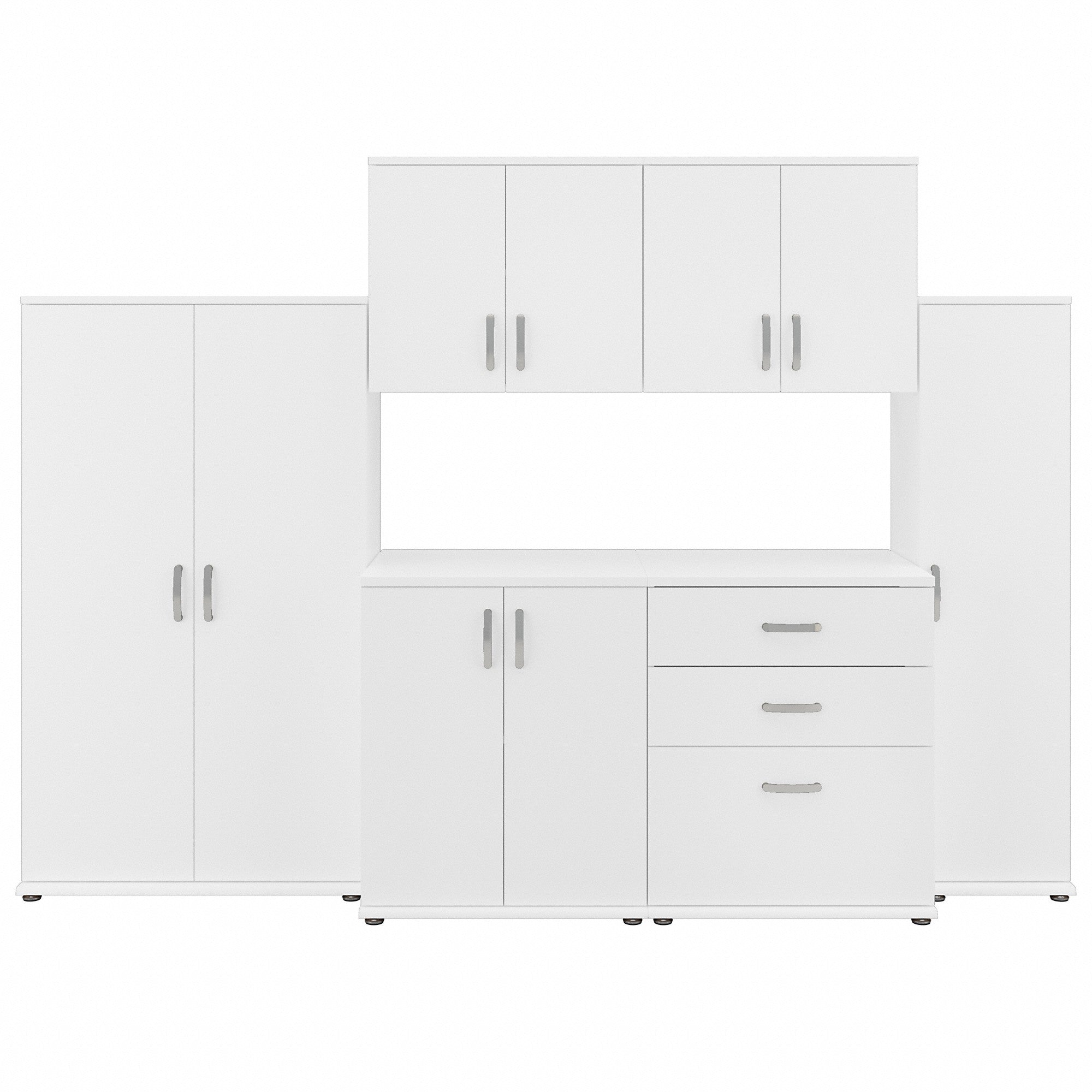 Bush Business Furniture Universal 6 Piece Modular Closet Storage Set with Floor and Wall Cabinets