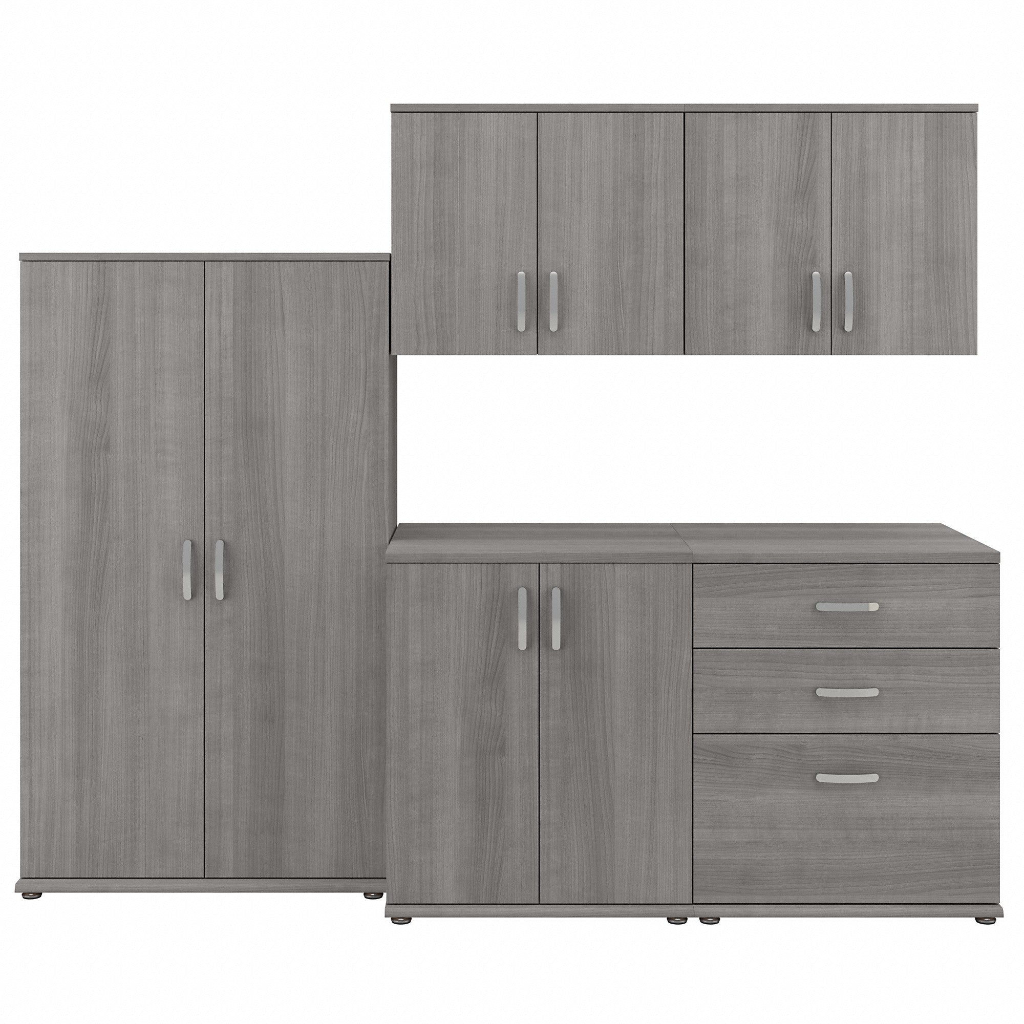 Bush Business Furniture Universal 5 Piece Modular Closet Storage Set with Floor and Wall Cabinets