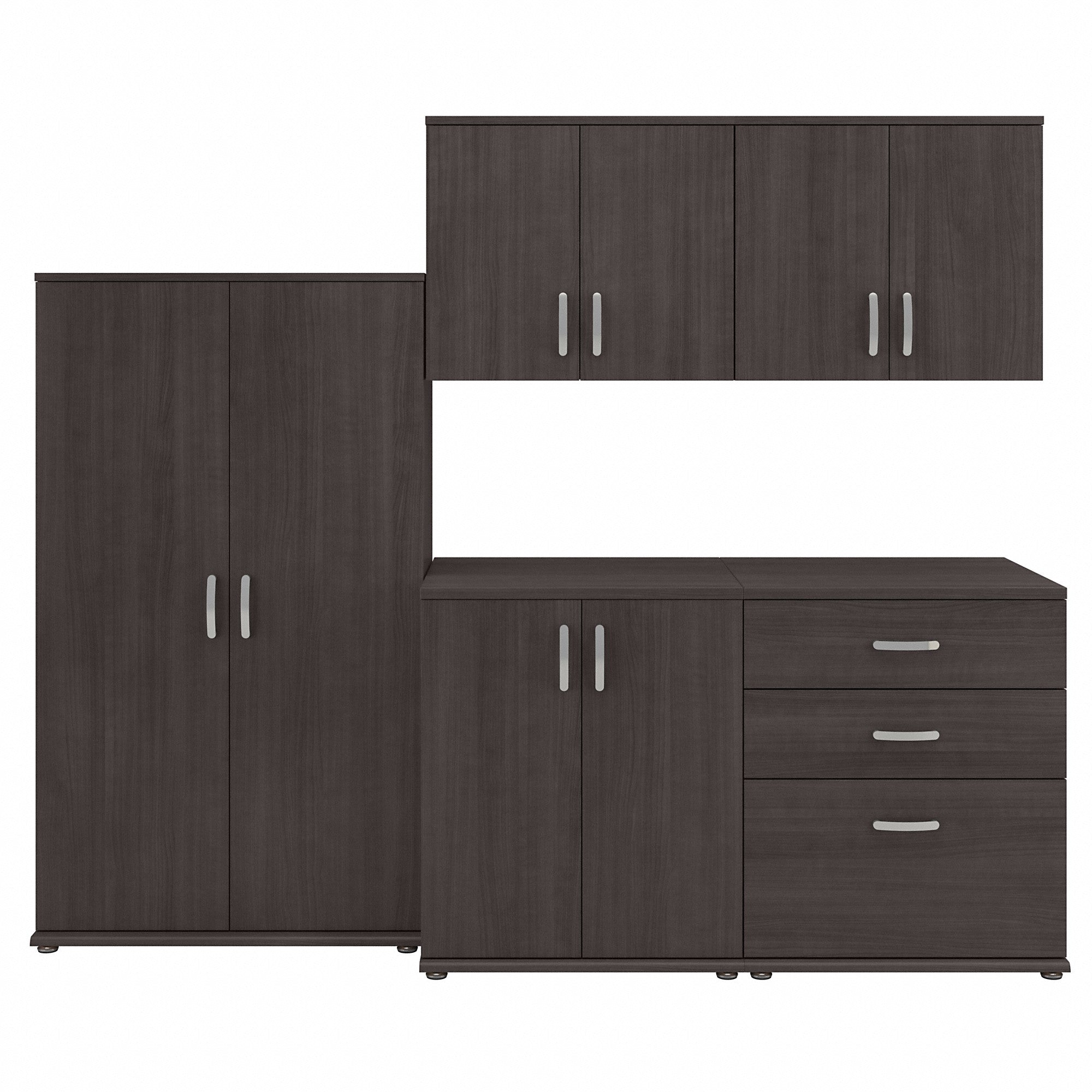 Bush Business Furniture Universal 5 Piece Modular Closet Storage Set with Floor and Wall Cabinets