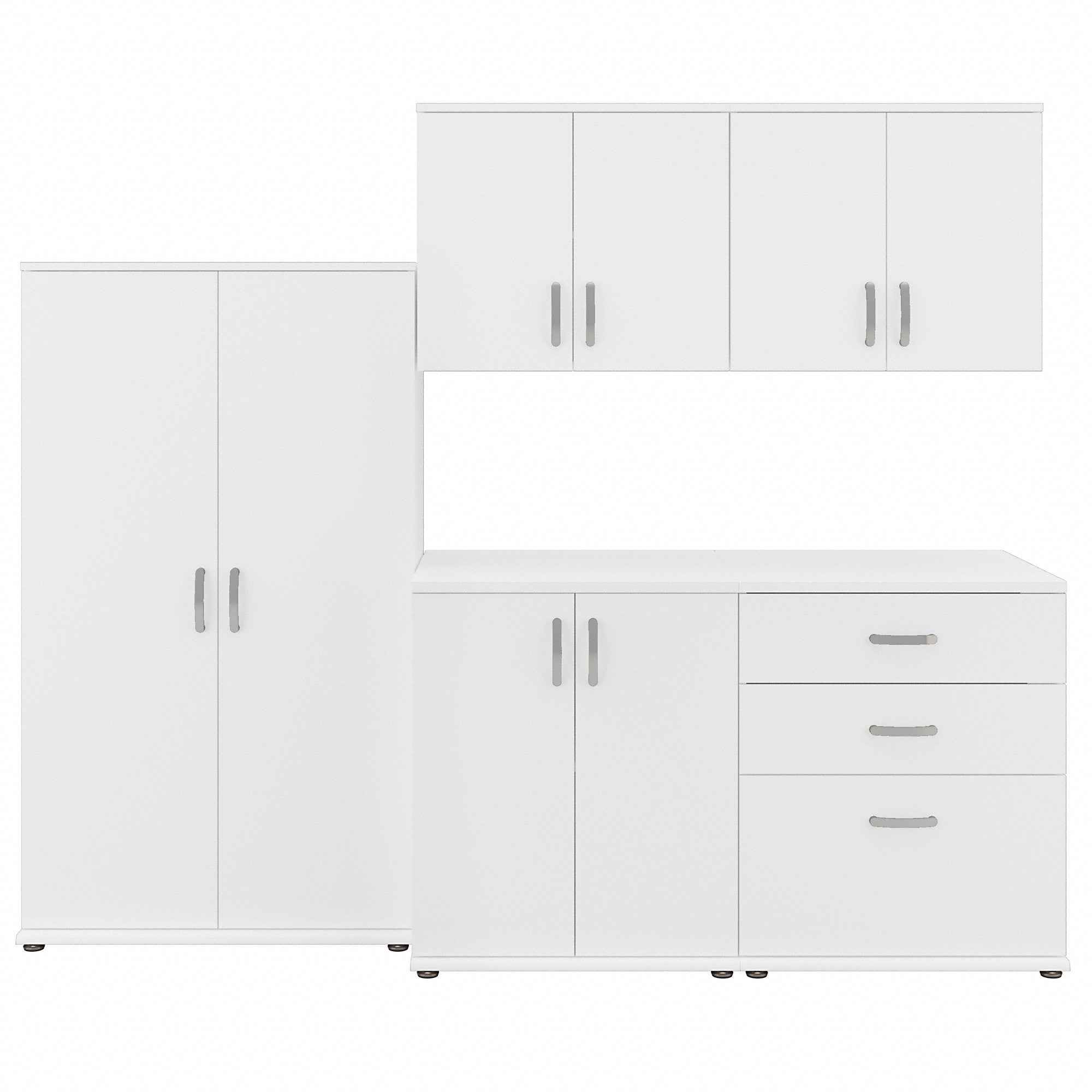 Bush Business Furniture Universal 5 Piece Modular Closet Storage Set with Floor and Wall Cabinets