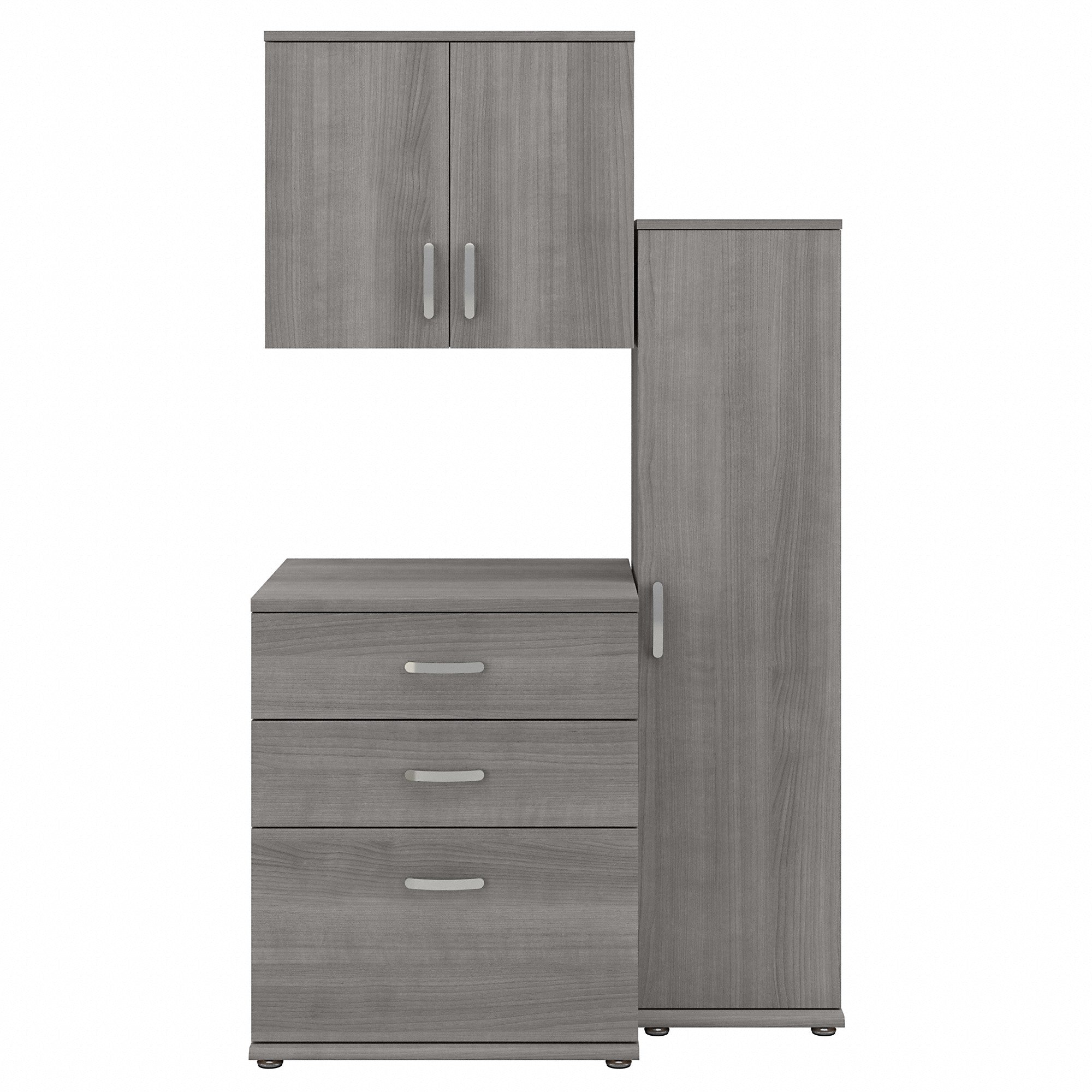 Bush Business Furniture Universal 3 Piece Modular Closet Storage Set with Floor and Wall Cabinets