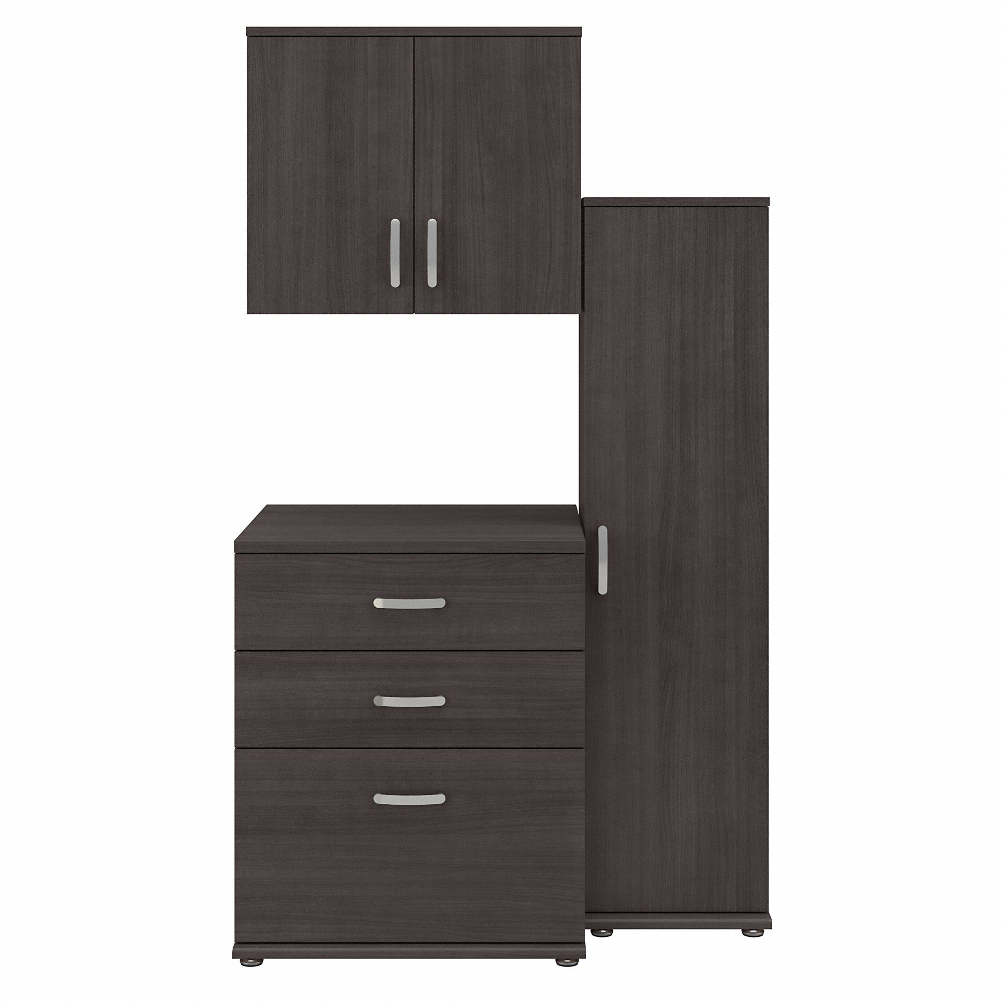 Bush Business Furniture Universal 3 Piece Modular Closet Storage Set with Floor and Wall Cabinets