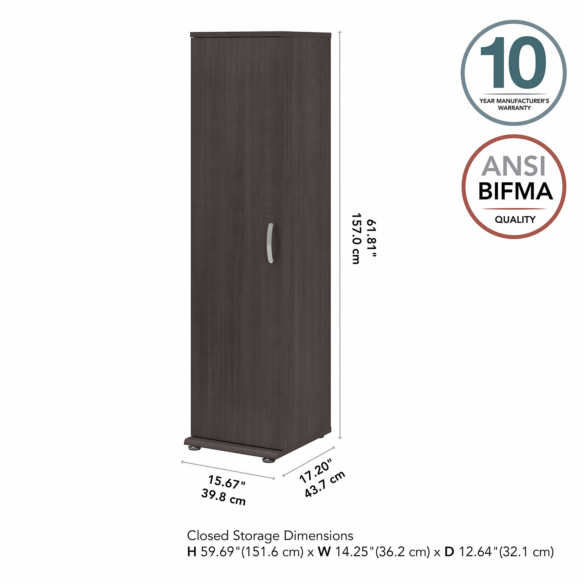 Bush Business Furniture Universal Narrow Clothing Storage Cabinet with Door and Shelves