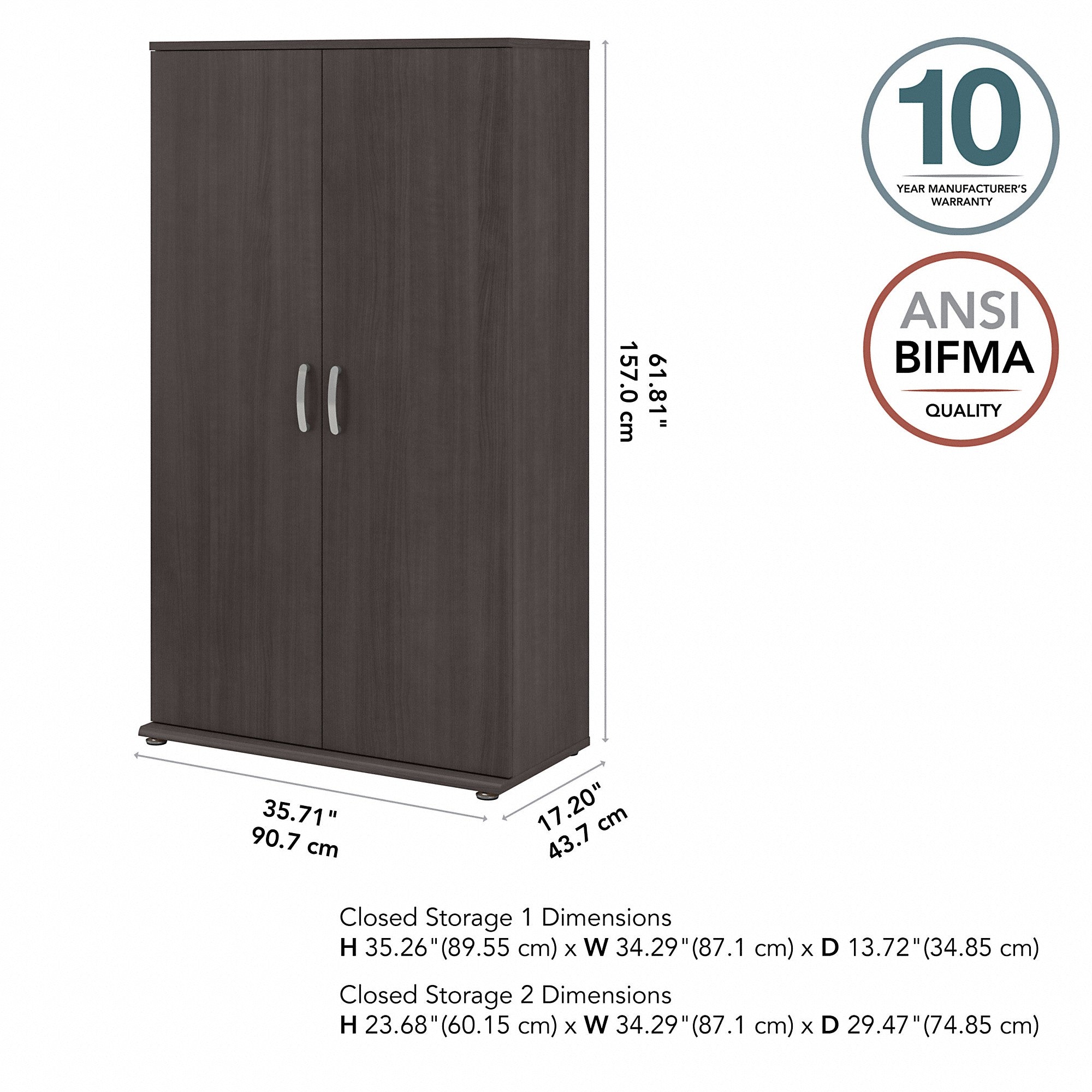 Bush Business Furniture Universal Tall Clothing Storage Cabinet with Doors and Shelves