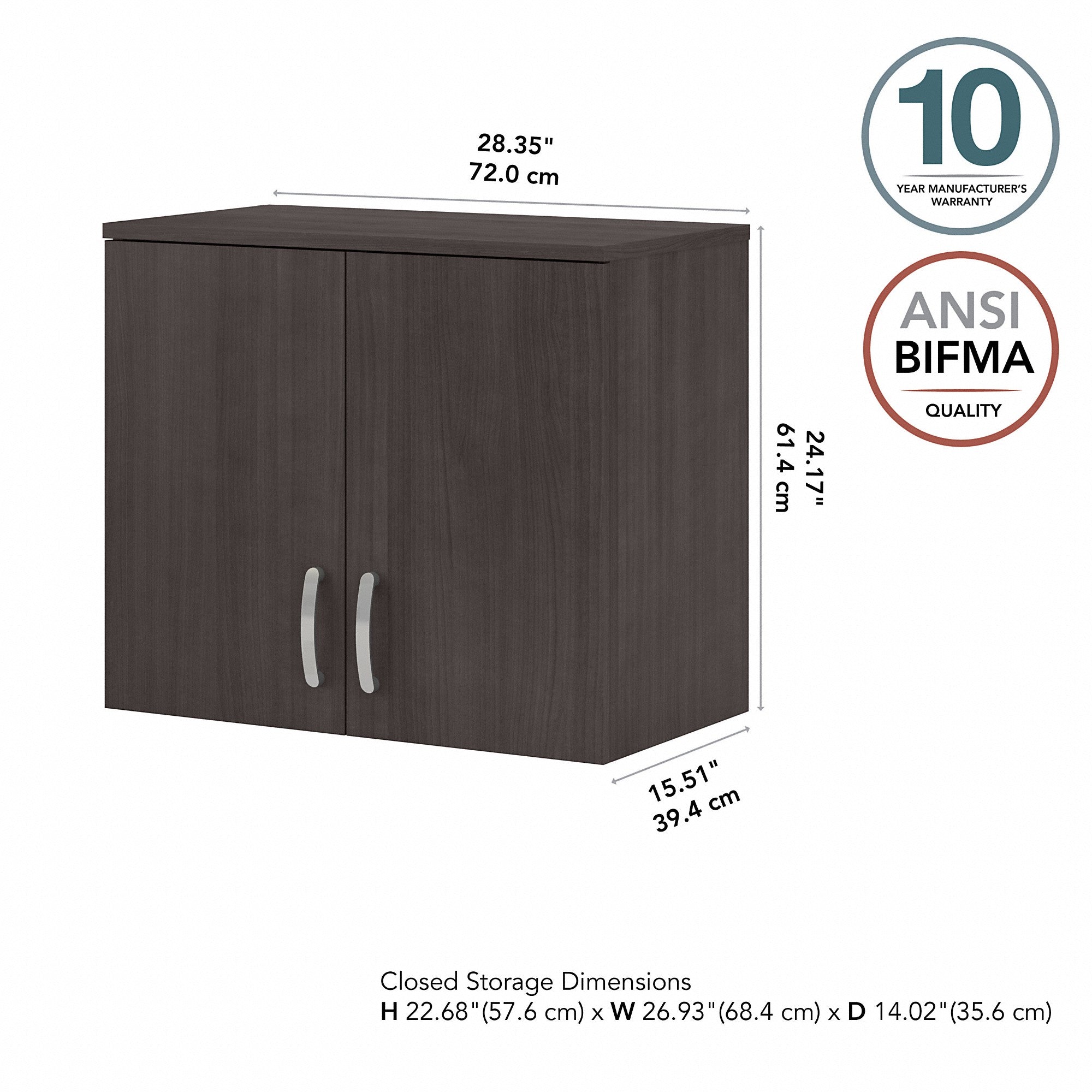 Bush Business Furniture Universal Closet Wall Cabinet with Doors and Shelves